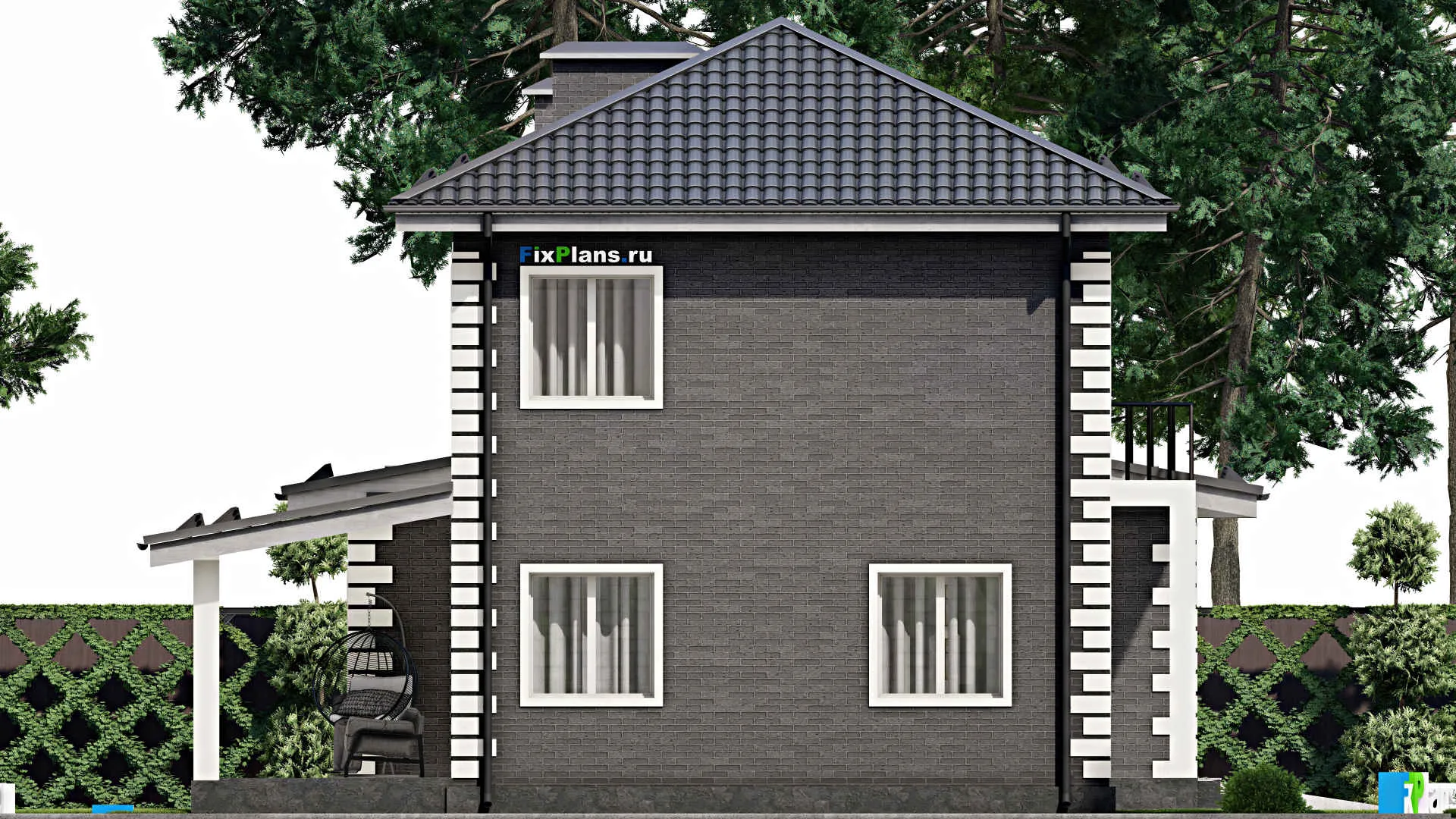 F-4508 - Планы двухэтажного дома 10 на 16, площадью 210 м² с террасой, балконом, гаражом на 2 машины и 3 спальнями