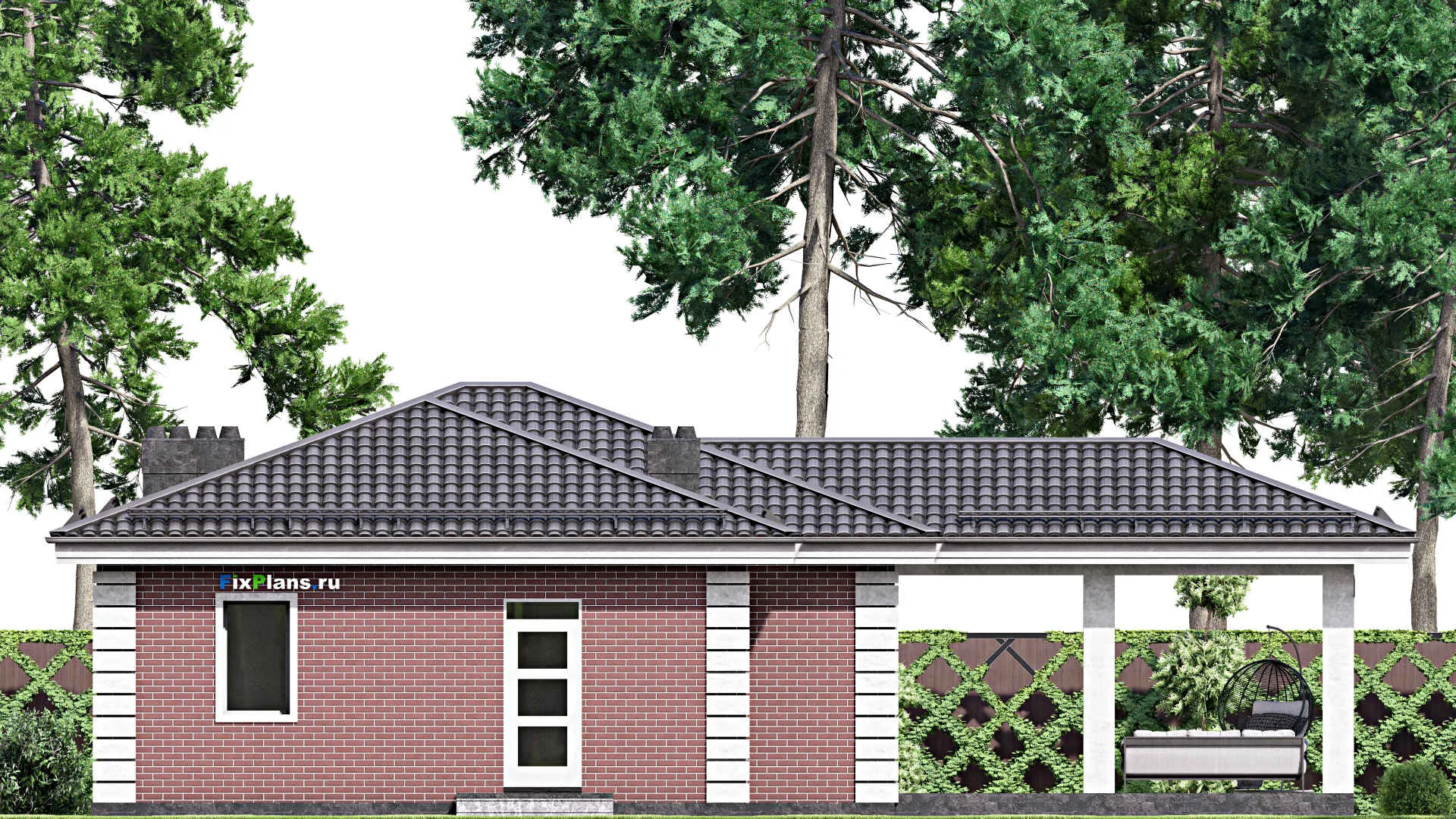 F-15398 - Проект бани 14 на 17, площадью 130 м² с комнатой отдыха, терассой и санузлом