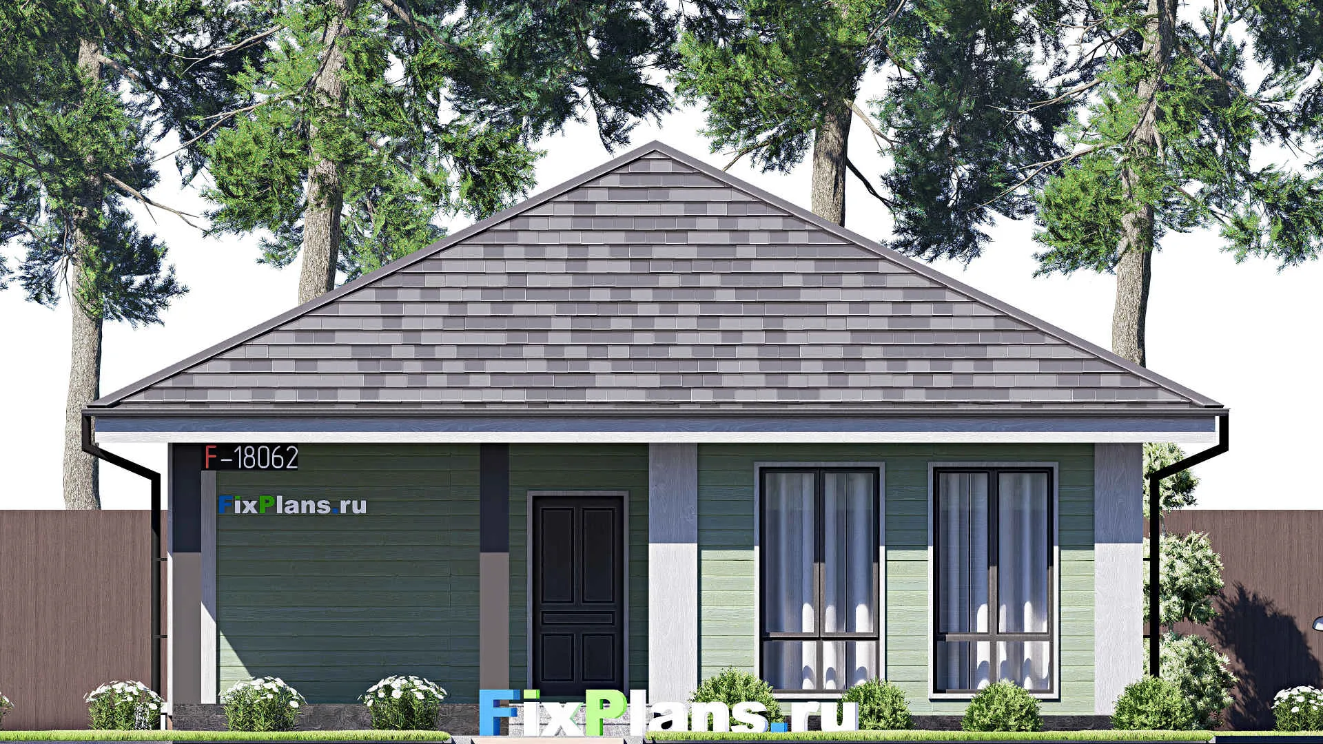 F-18062 - План одноэтажного дома 11 на 11, площадью 90 м² с 3 спальнями