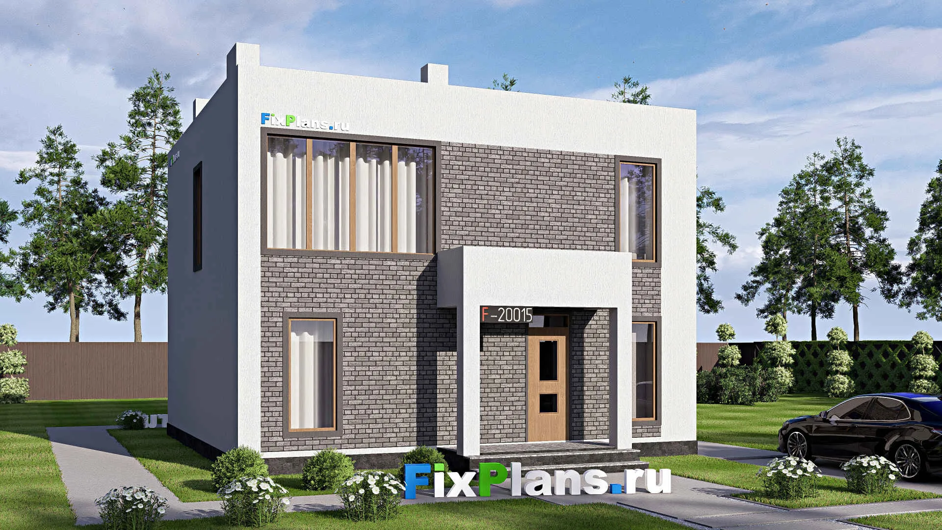 F-20015 - Проект двухэтажного дома 12 на 13, площадью 150 м² с террасой, балконом и 3 спальнями
