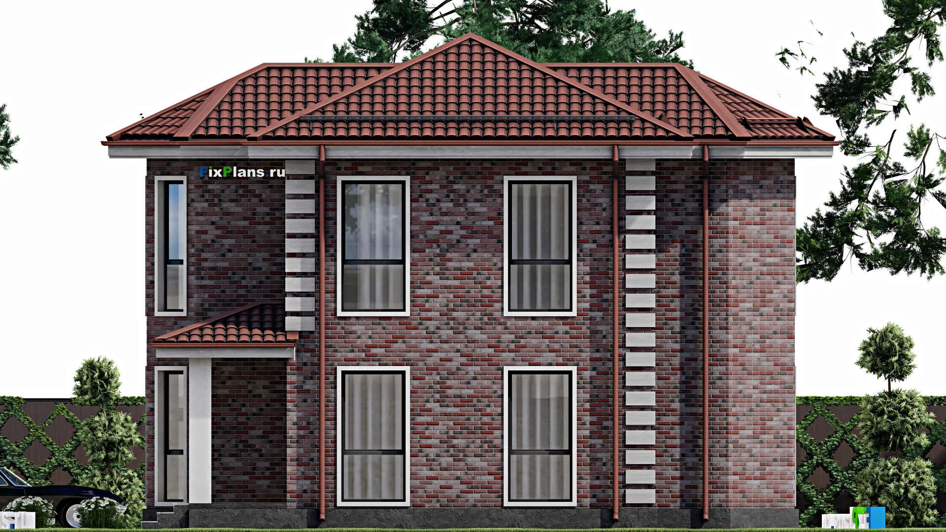 F-2024 - Планы двухэтажного дома 10 на 12, площадью 120 м² с 3 спальнями