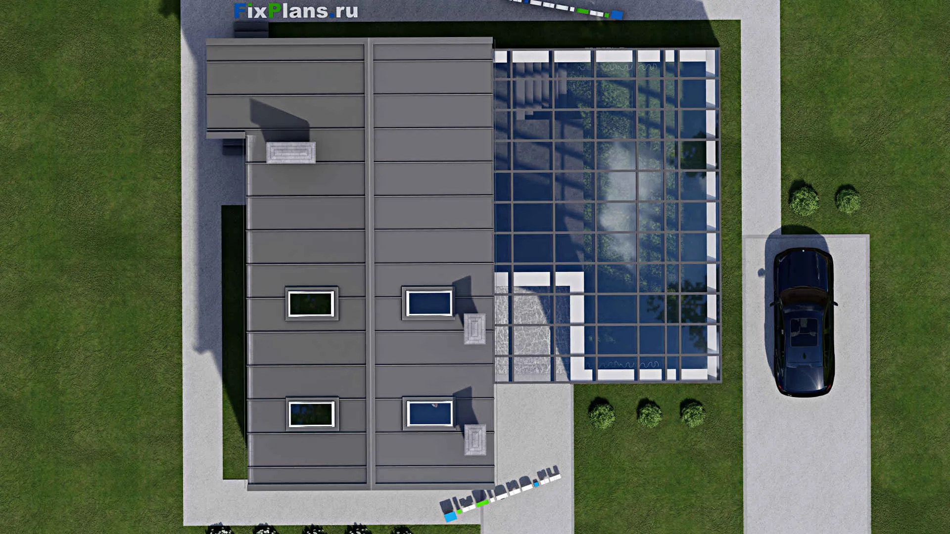 F-3959 - Проект дома с мансардой 14 на 17, площадью 190 м² с баней, бассейном и 1 спальнями