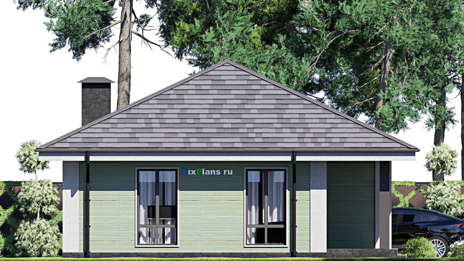 F-18062 - План одноэтажного дома 11 на 11, площадью 90 м² с 3 спальнями