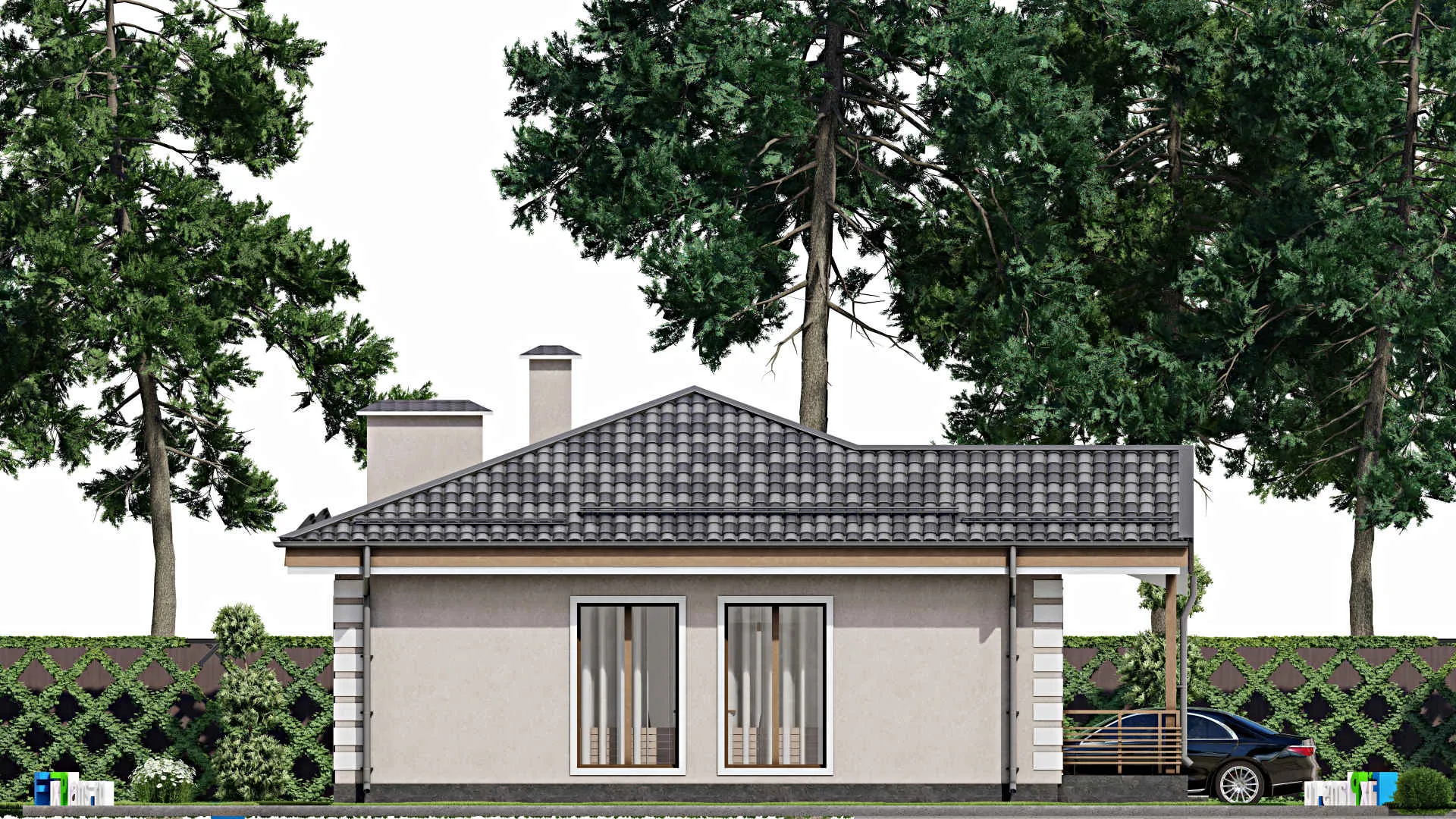 F-10367 - План одноэтажного дома 12 на 13, площадью 110 м² с 2 спальнями