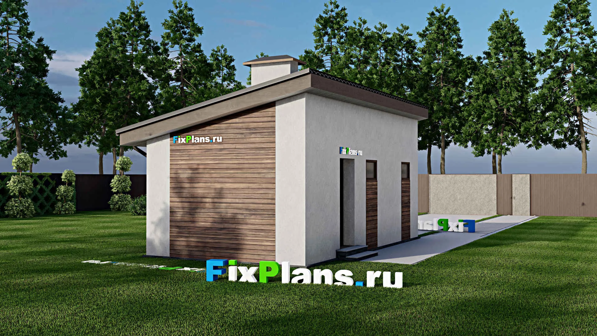 F-6641 - Проект гаража из газобетона 5 на 9, площадью 40 м² на 1 машиноместо