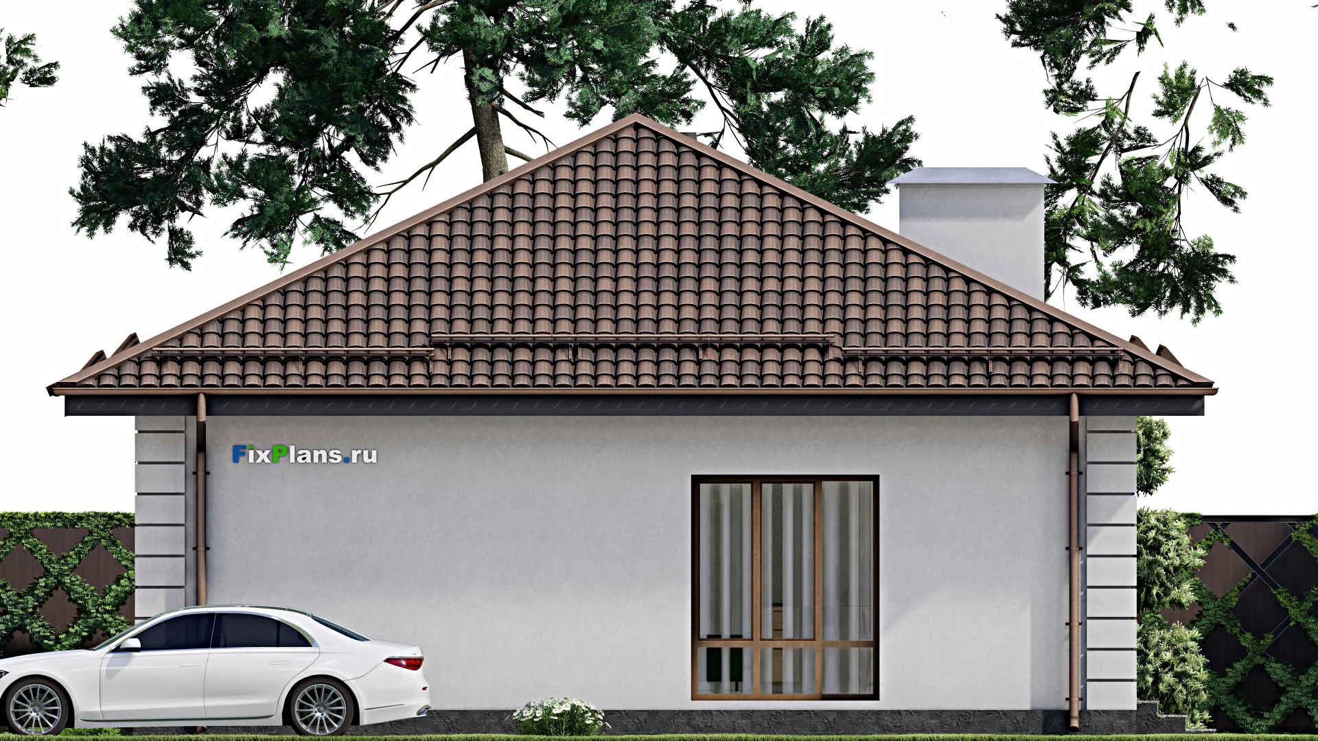 F-9161 - Проект одноэтажного дома 11 на 11, площадью 90 м² с 3 спальнями