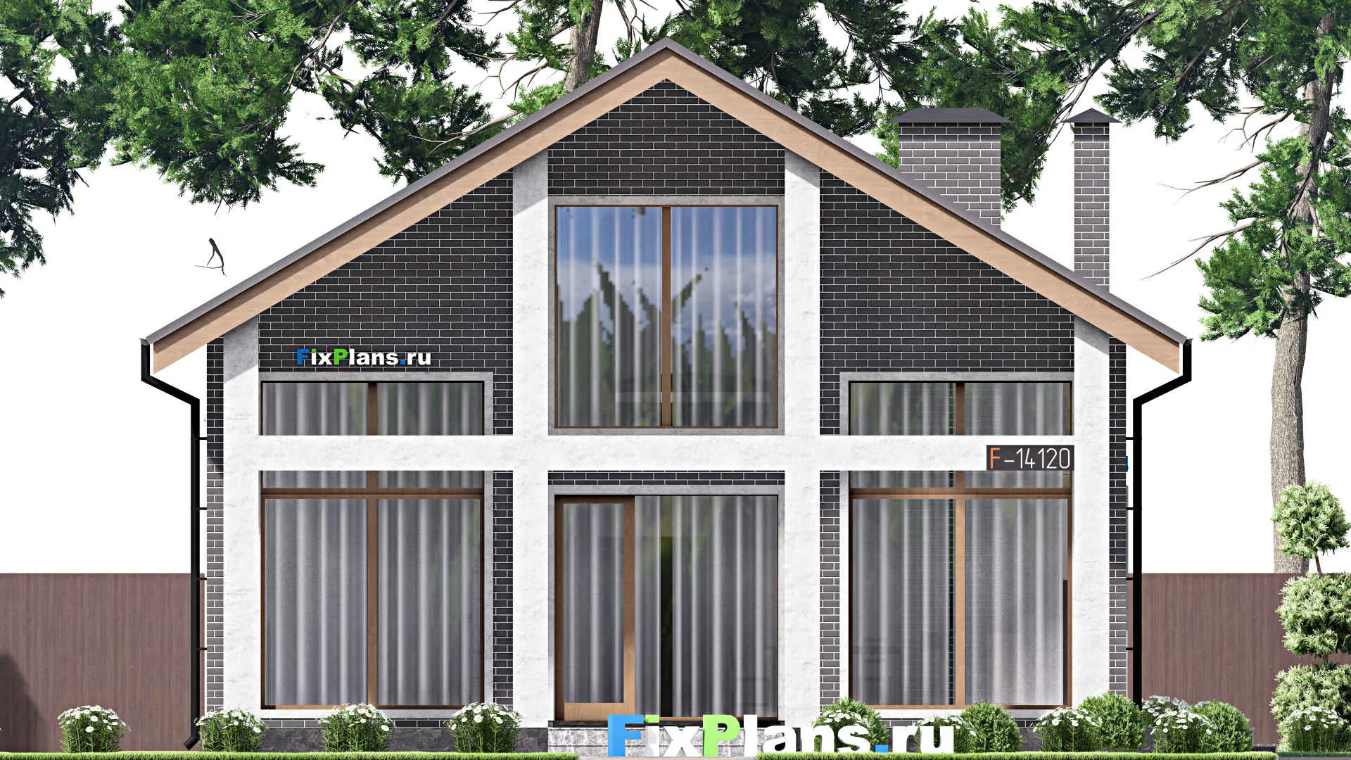 F-14120 - Проект дома с мансардой 12 на 17, площадью 180 м² с террасой и 4 спальнями