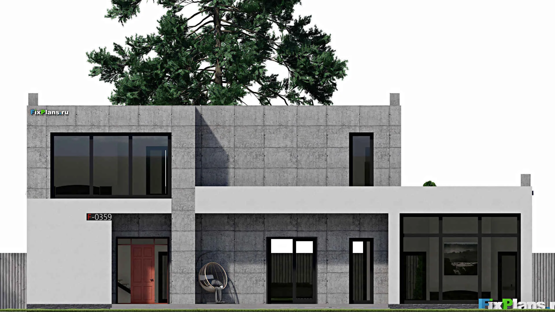 F-0359 - Планы двухэтажного дома 19 на 21, площадью 550 м² с террасой, балконом, баней, бассейном, спортзалом и 4 спальнями