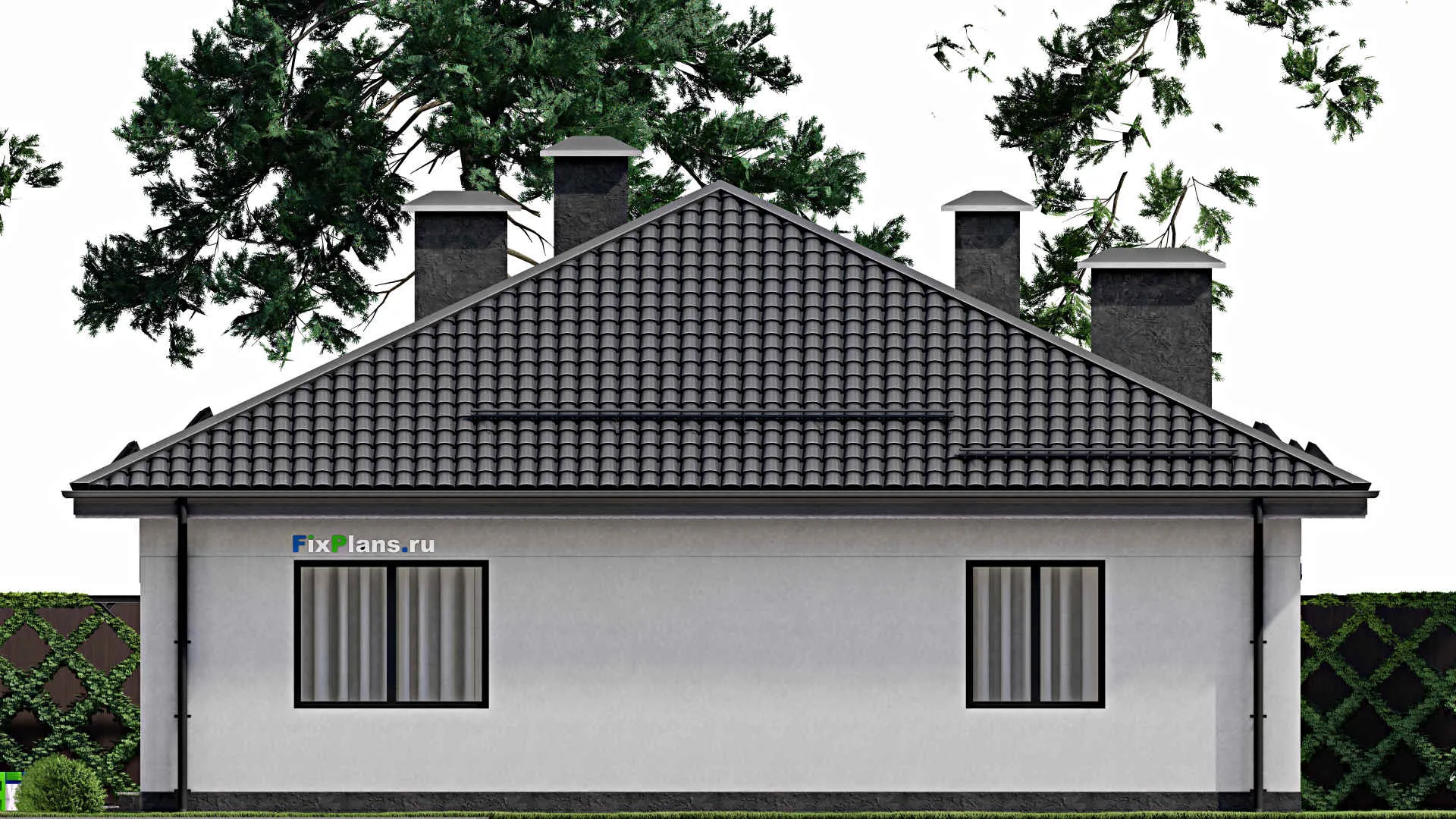 F-2996 - Проект одноэтажного дома 13 на 17, площадью 180 м² с террасой и 4 спальнями