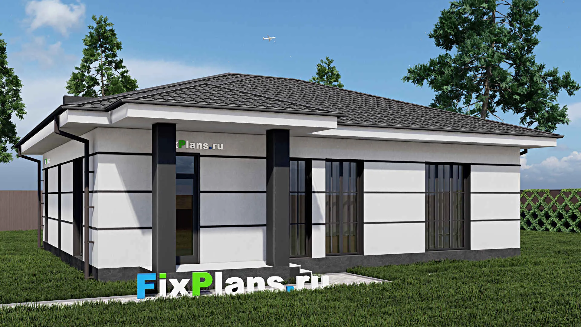 F-0710 - Проект одноэтажного дома 11 на 13, площадью 120 м² с 3 спальнями