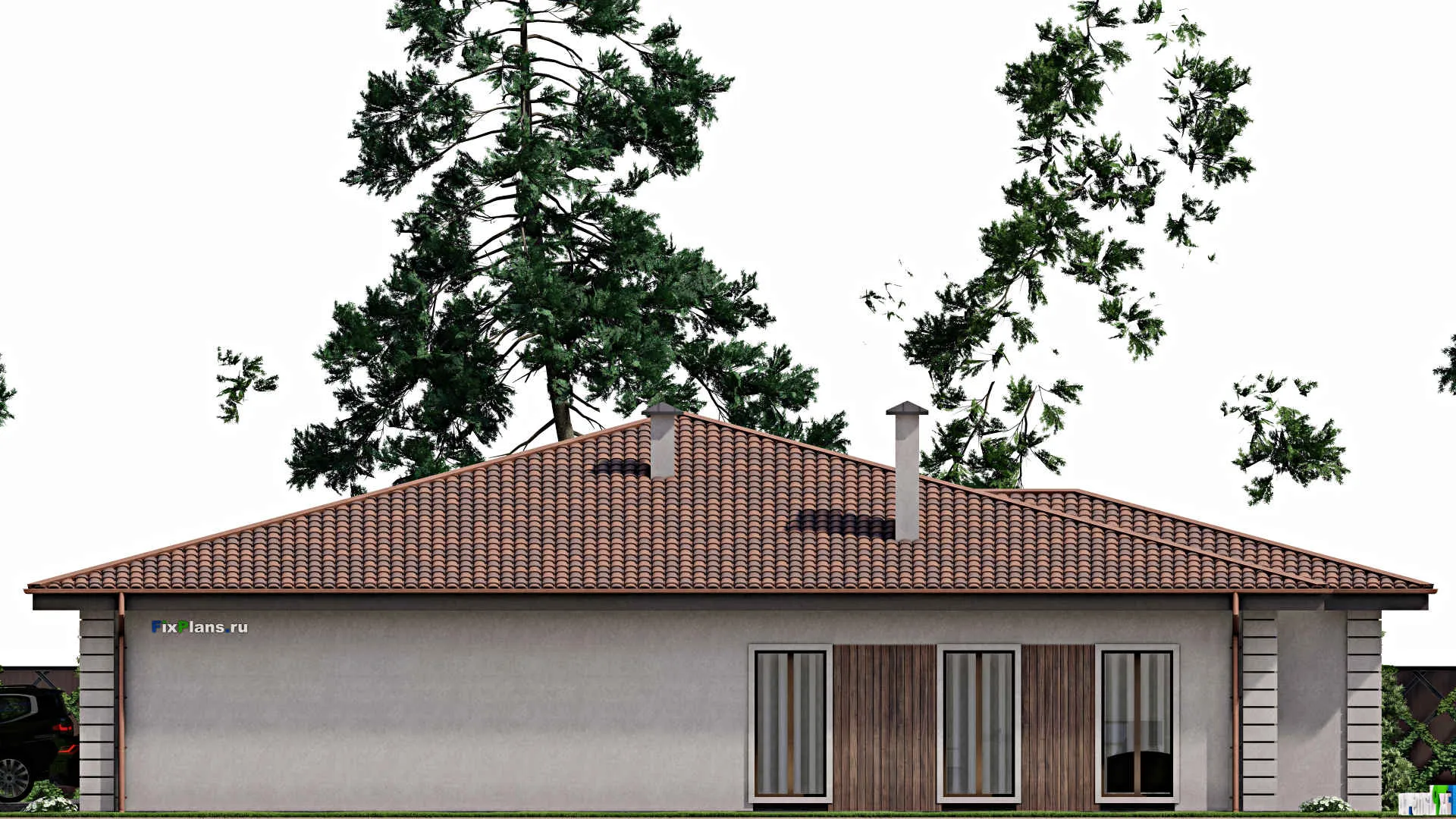 F-10448 - Проект одноэтажного дома 20 на 23, площадью 330 м² с 2 спальнями