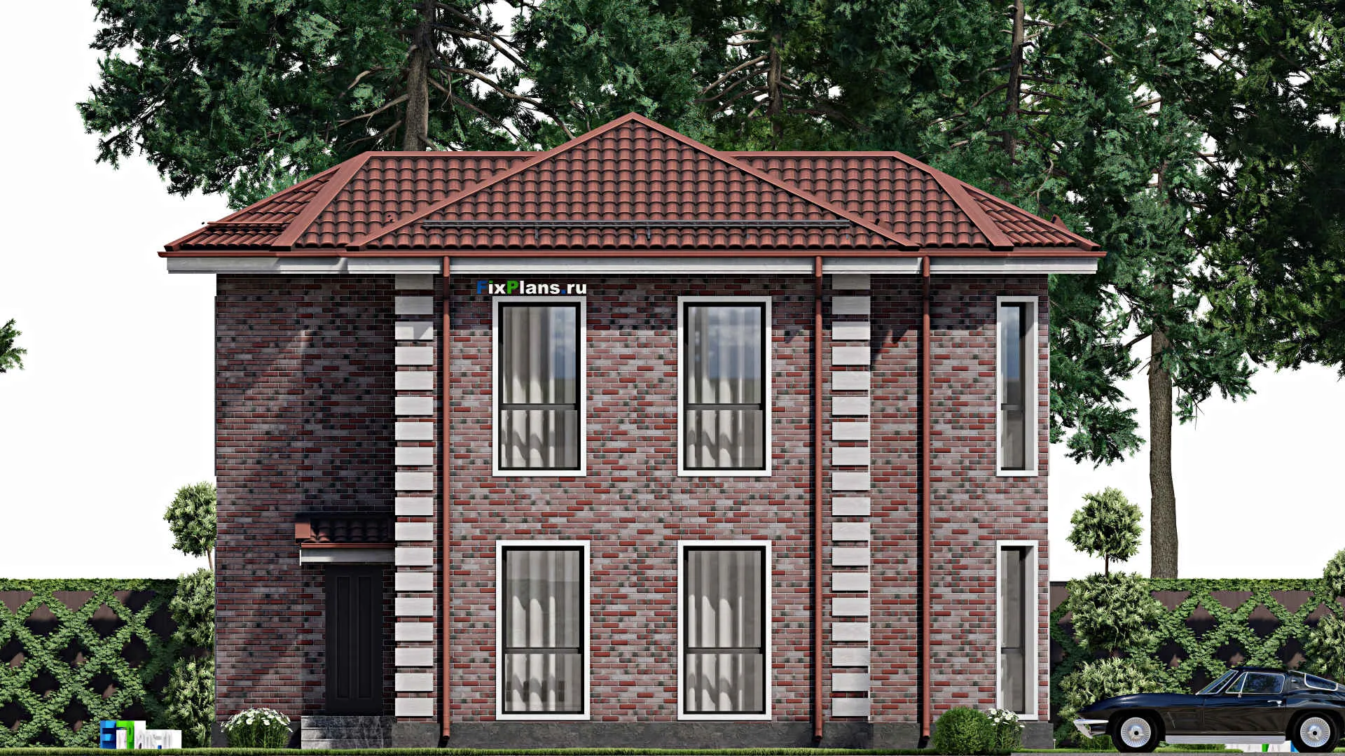 F-2024 - Планы двухэтажного дома 10 на 12, площадью 120 м² с 3 спальнями