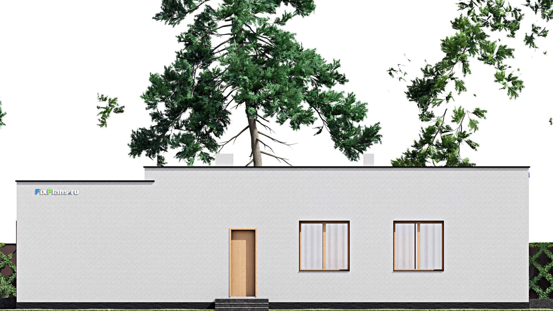 F-15920 - Проект одноэтажного дома 18 на 20, площадью 240 м² с террасой, гаражом на 2 машины и 3 спальнями