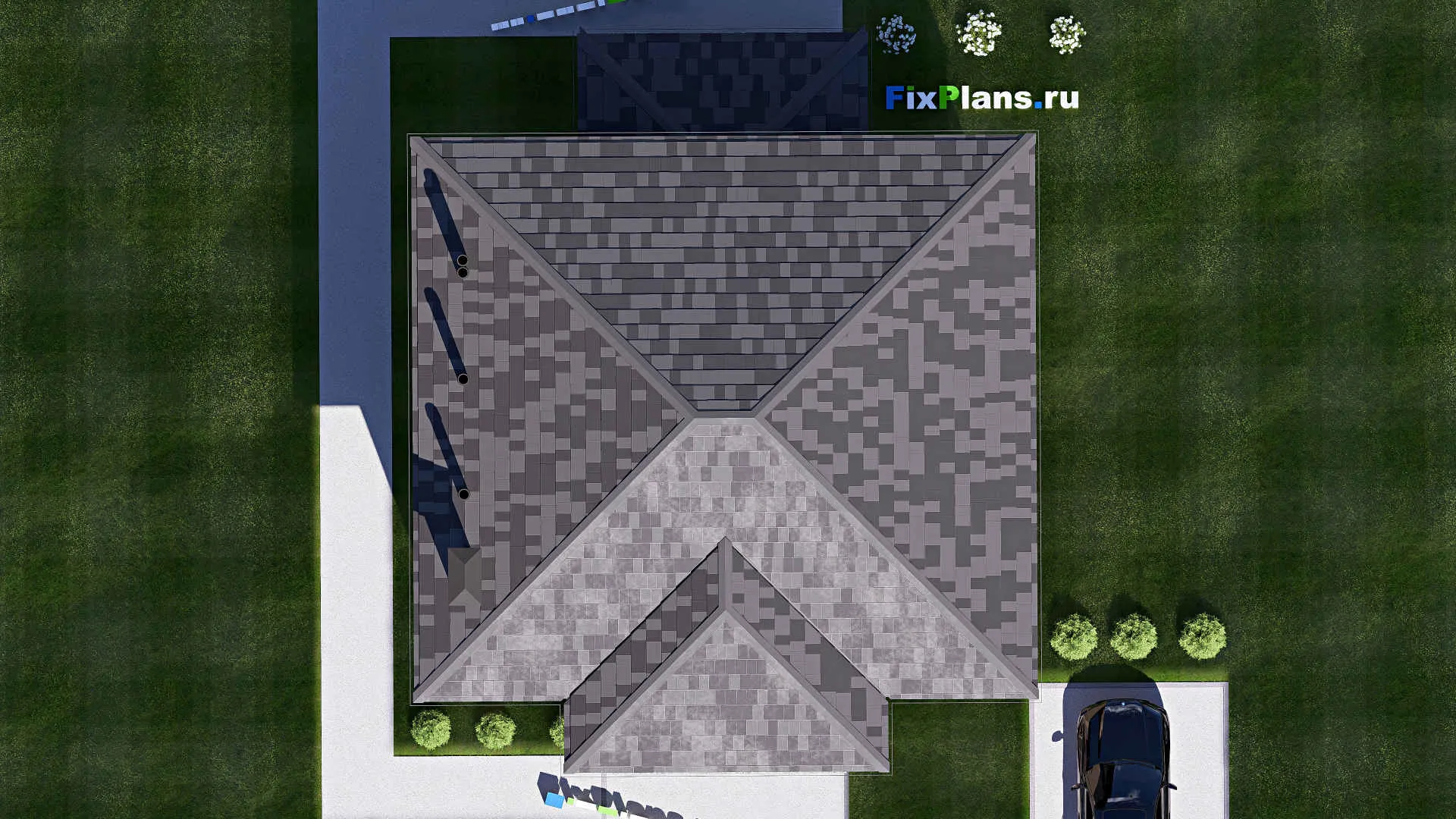 F-19538 - Проект двухэтажного дома 12 на 15, площадью 200 м² с террасой и 3 спальнями