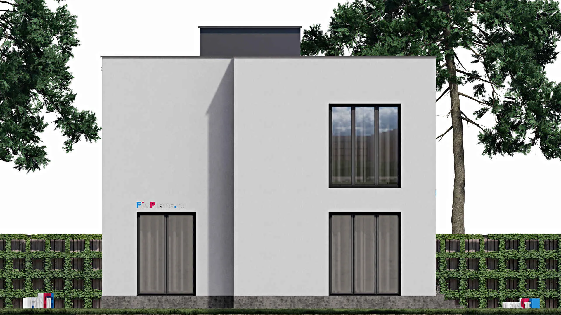 F-1295 - Проект двухэтажного дома 11 на 11, площадью 150 м² с террасой и 3 спальнями