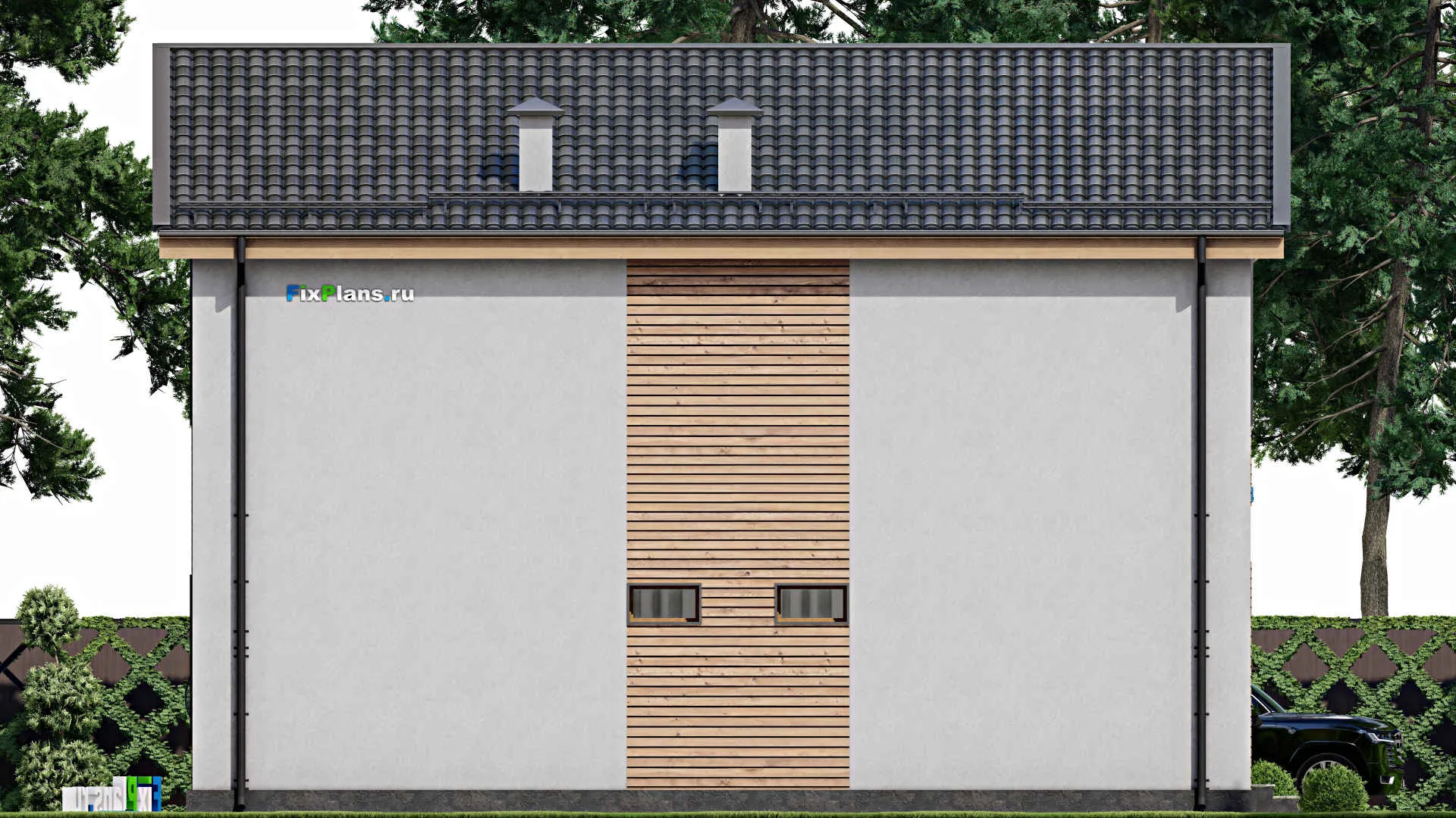 F-8639 - Проект дома с мансардой 11 на 13, площадью 130 м² с террасой, вторым светом и 3 спальнями