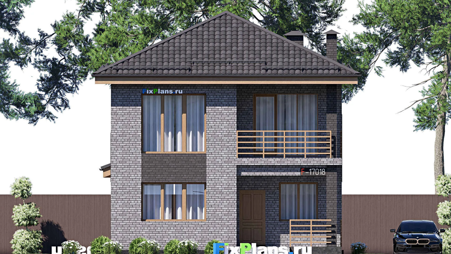 F-17018 - Проект двухэтажного дома 9 на 13, площадью 150 м² с террасой, балконом и 3 спальнями