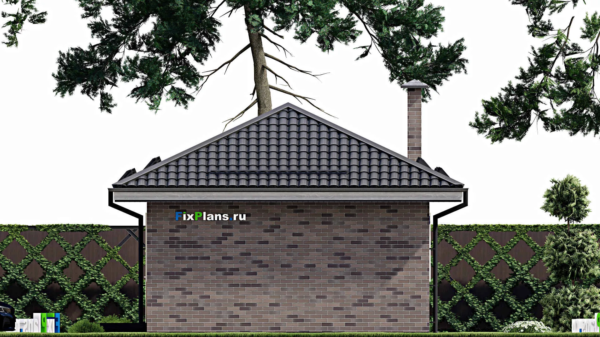 F-4409 - План одноэтажного дома 7 на 21, площадью 120 м² с террасой и 3 спальнями