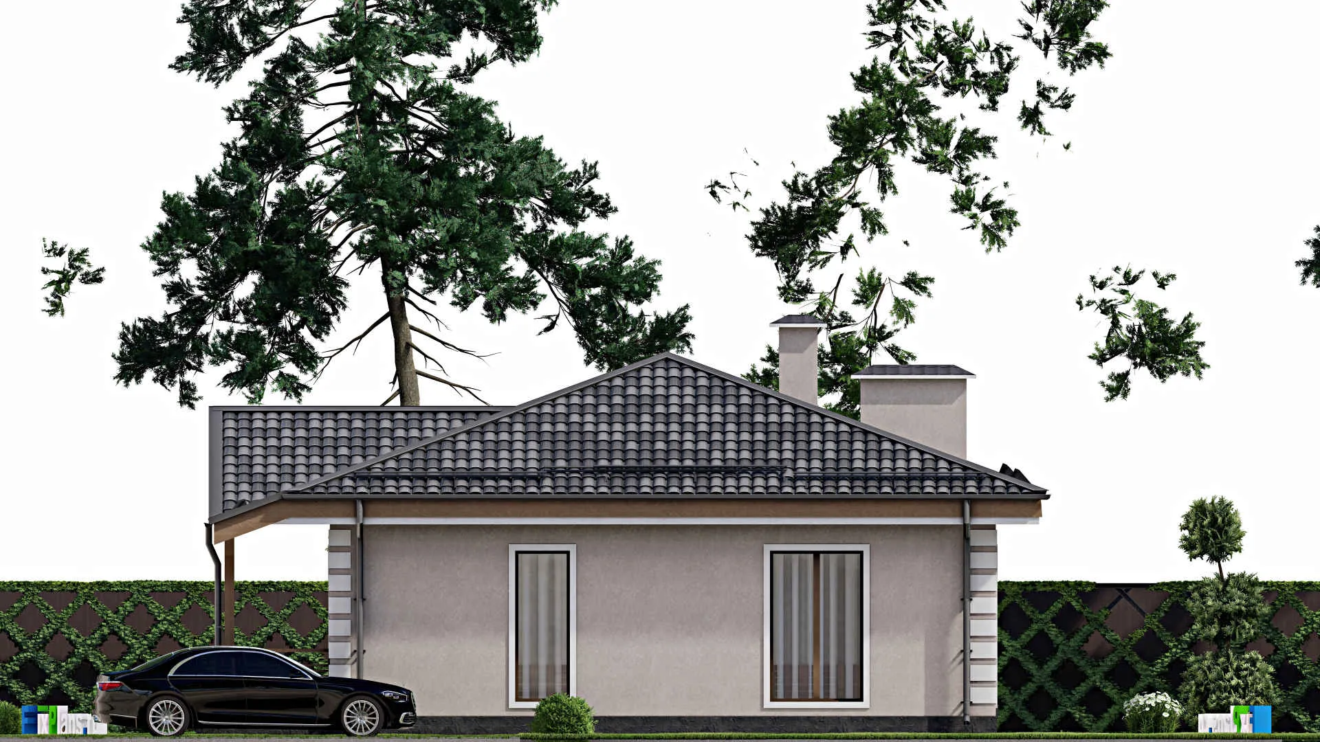 F-10367 - План одноэтажного дома 12 на 13, площадью 110 м² с 2 спальнями