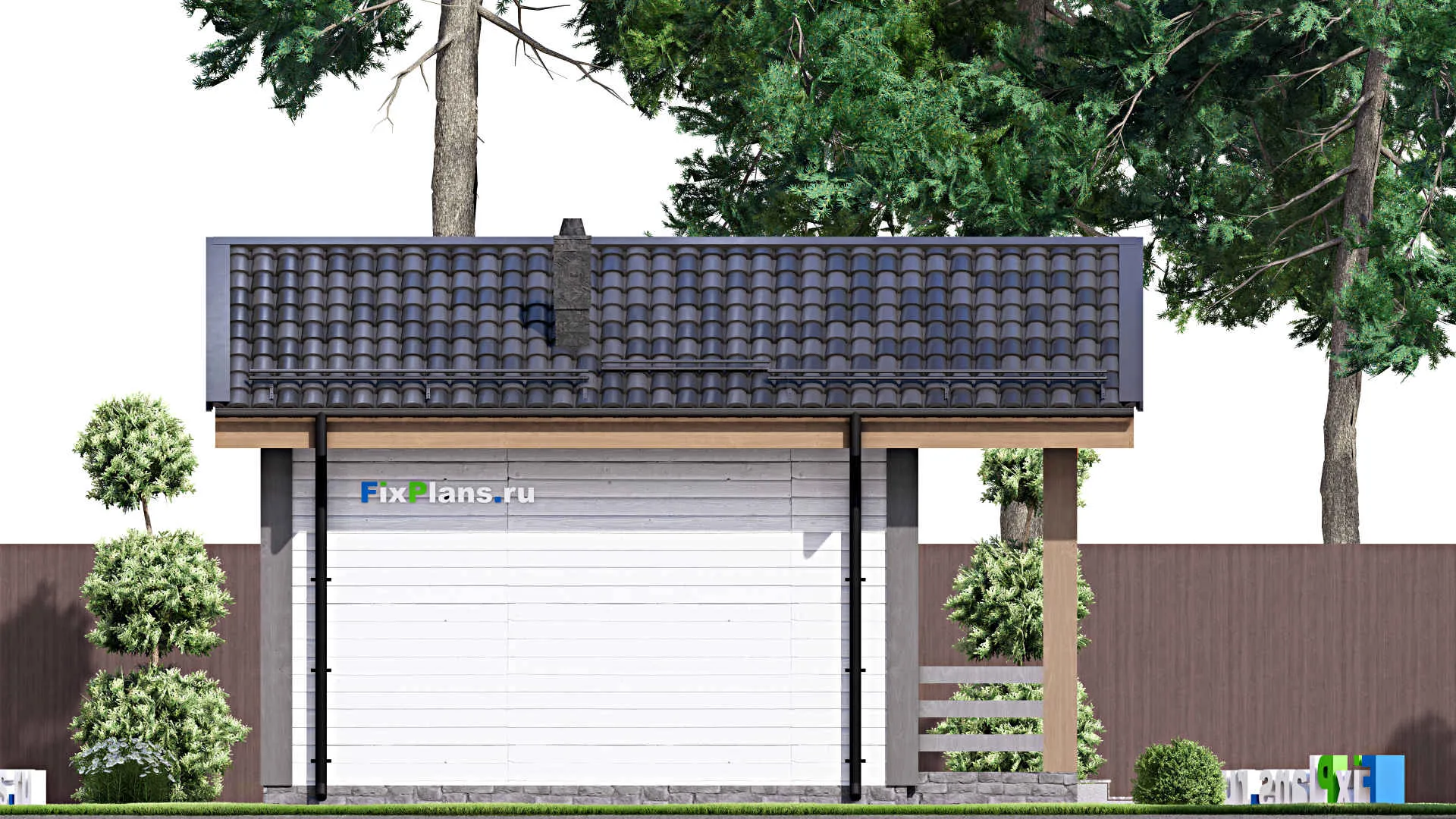 F-15632 - Проект бани 5 на 8, площадью 30 м² с терассой