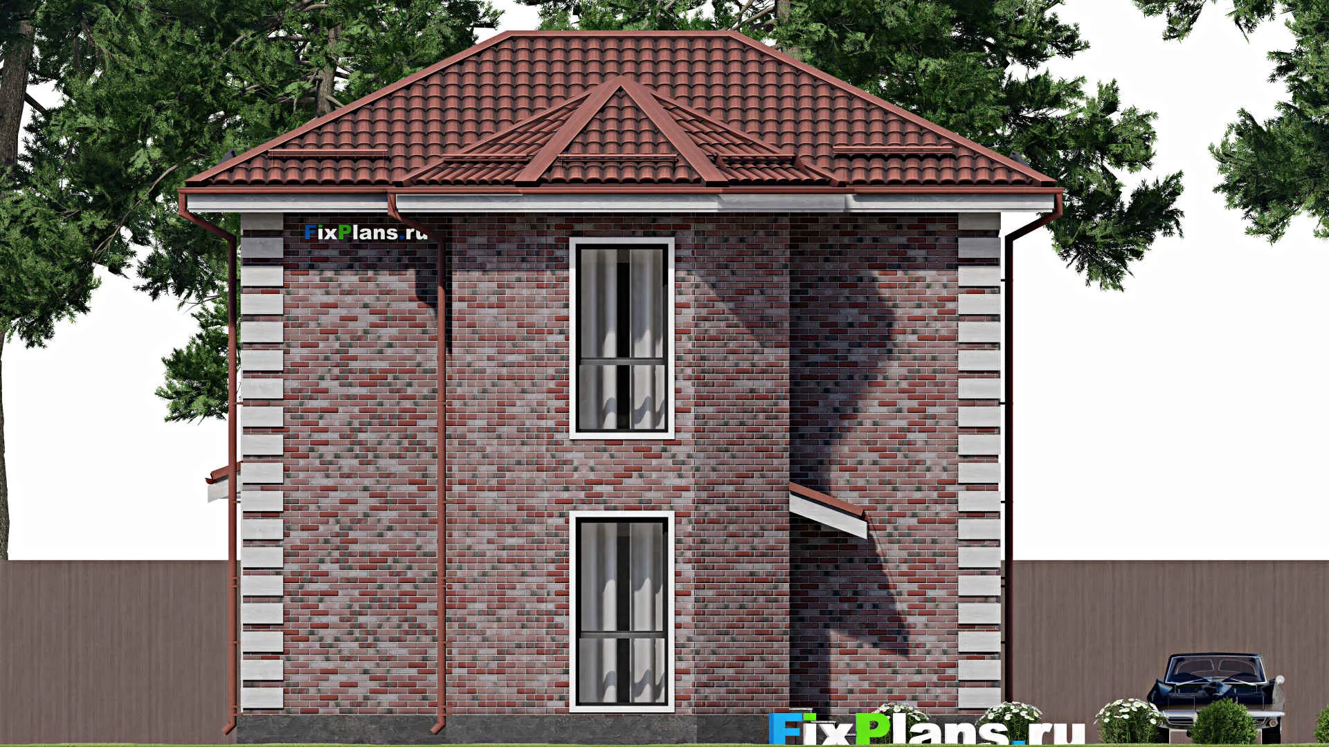 F-2024 - Планы двухэтажного дома 10 на 12, площадью 120 м² с 3 спальнями