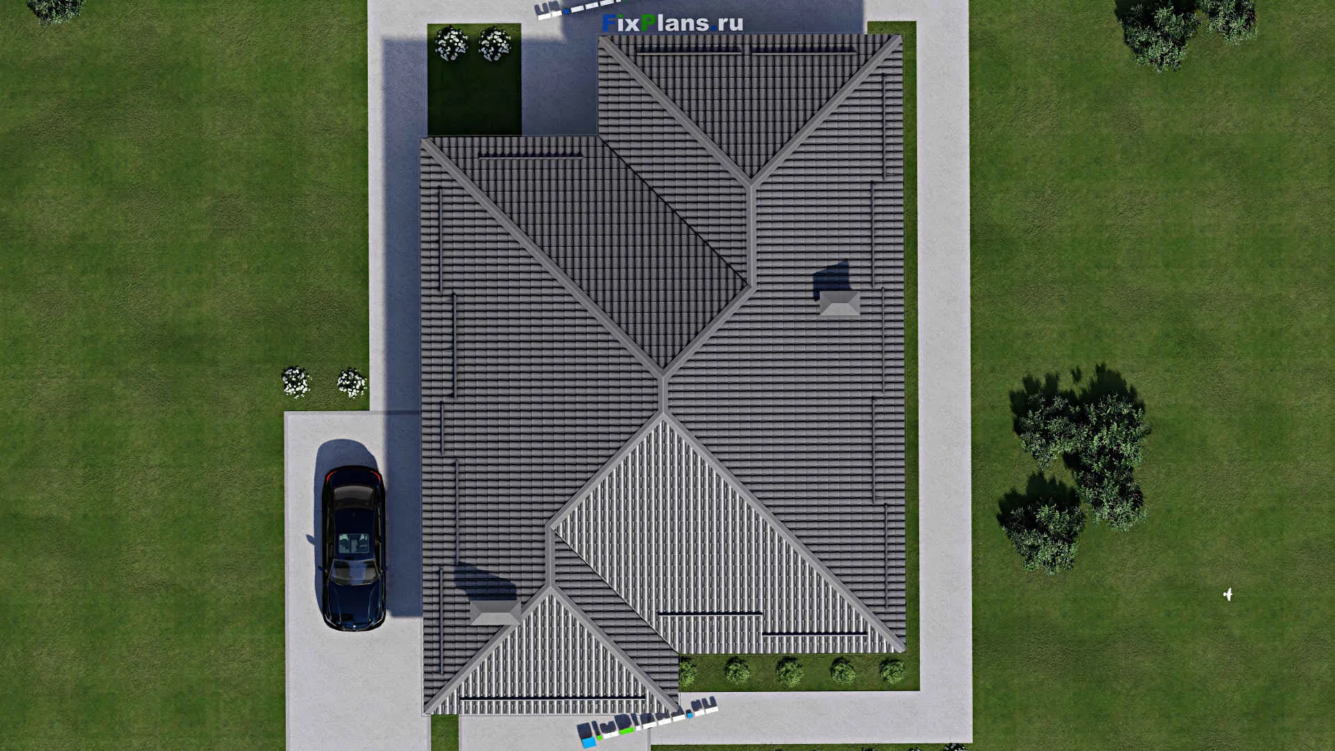 F-4355 - Проект одноэтажного дома 13 на 14, площадью 160 м² с террасой и 3 спальнями