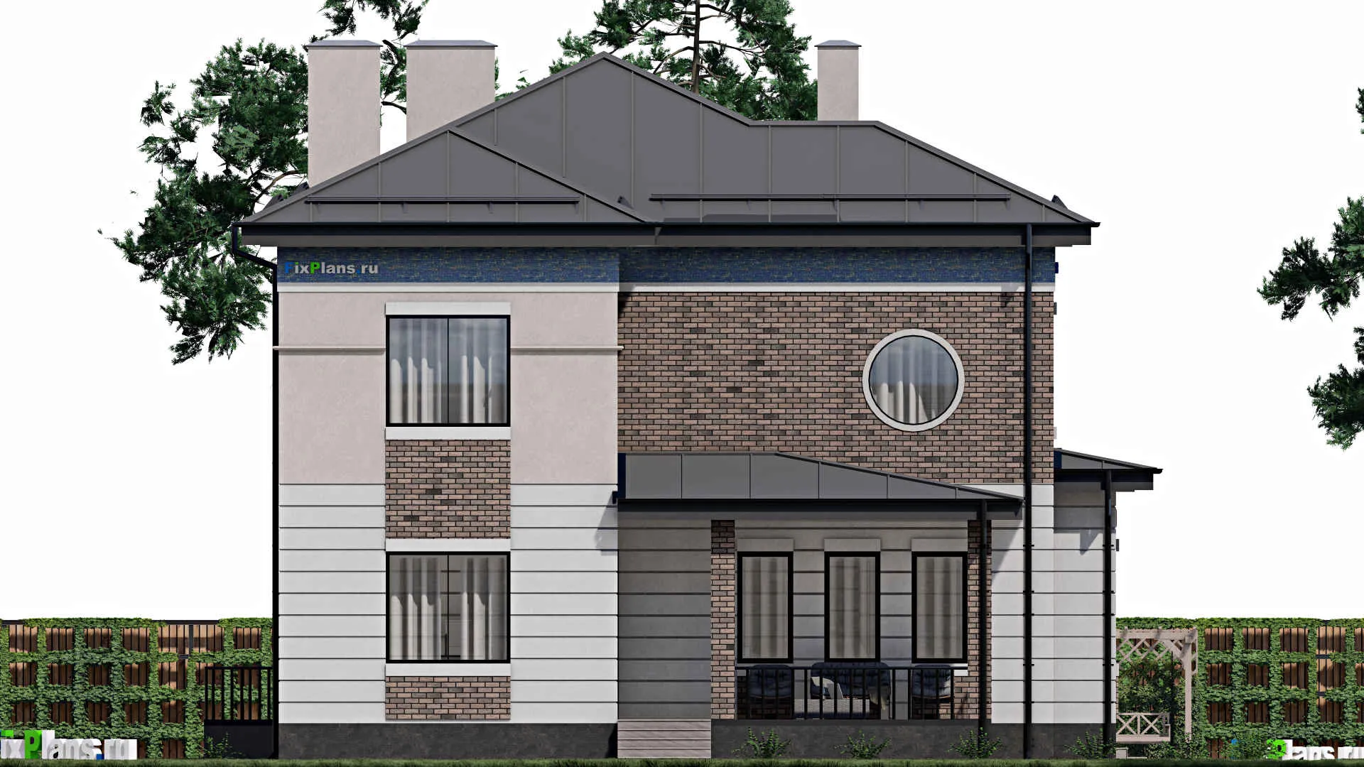 F-0143 - Проект двухэтажного дома 14 на 19, площадью 290 м² с террасой и 4 спальнями