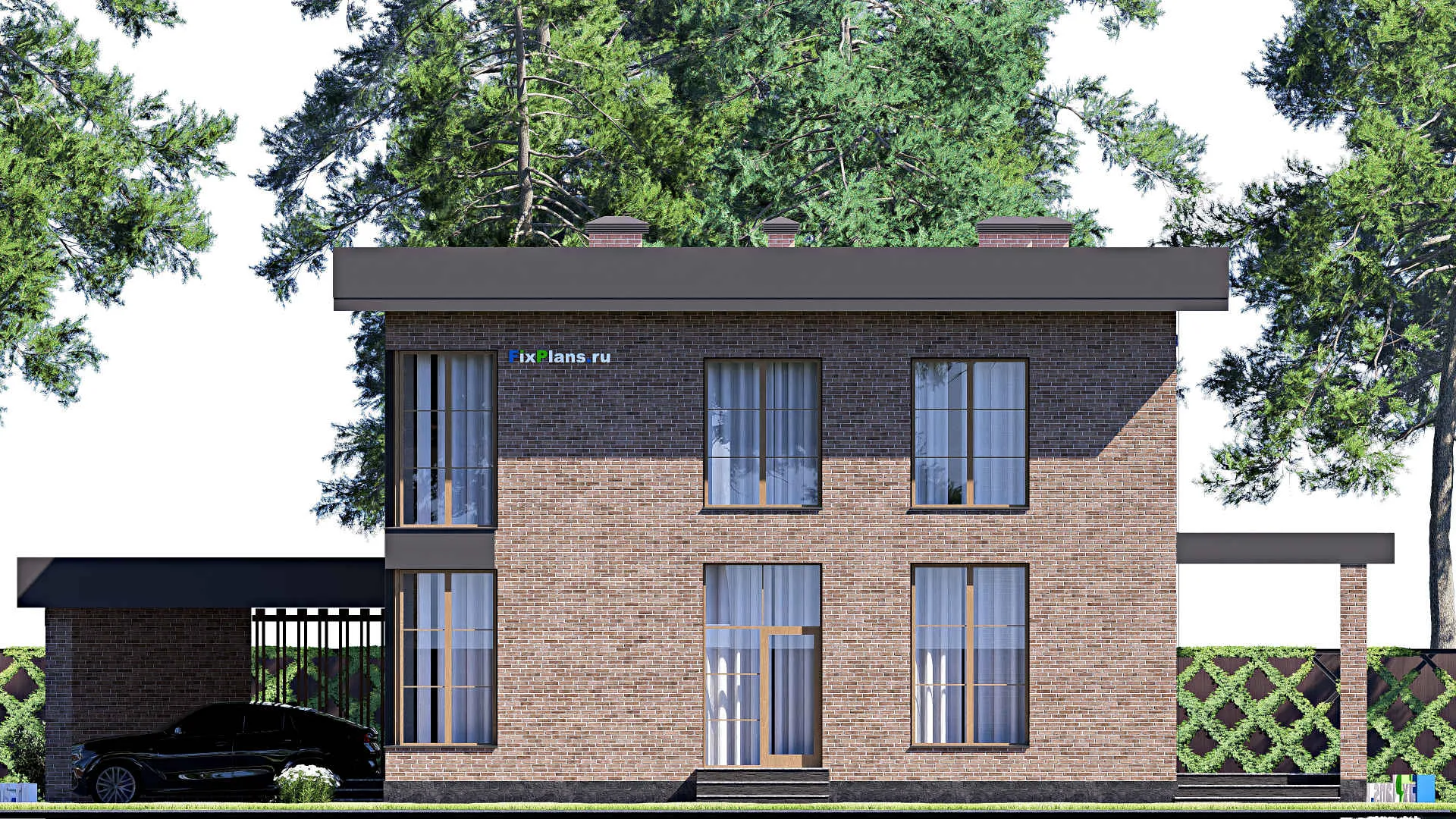 F-17054 - Проект двухэтажного дома 15 на 18, площадью 340 м² с террасой, балконом и 4 спальнями