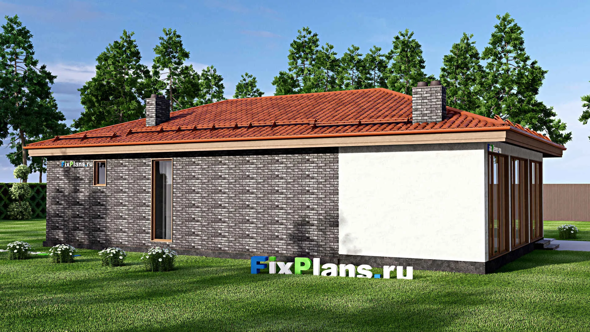 F-15461 - Проект бани 11 на 16, площадью 130 м² с комнатой отдыха, терассой и санузлом