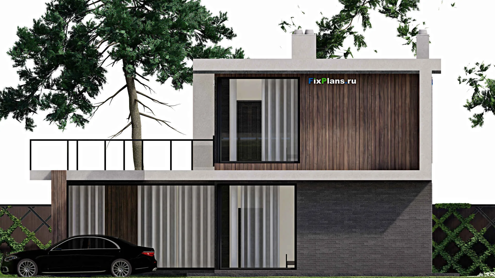 F-5435 - Проект двухэтажного дома 13 на 18, площадью 340 м² с балконом, спортзалом и 4 спальнями