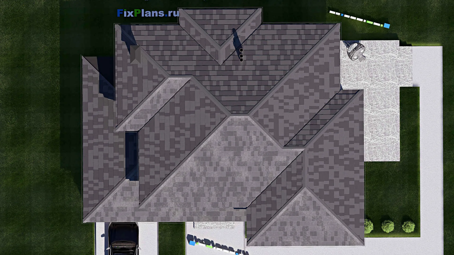 F-20735 - Проект двухэтажного дома 14 на 21, площадью 280 м² с террасой, балконом, гаражом на 1 машину и 4 спальнями