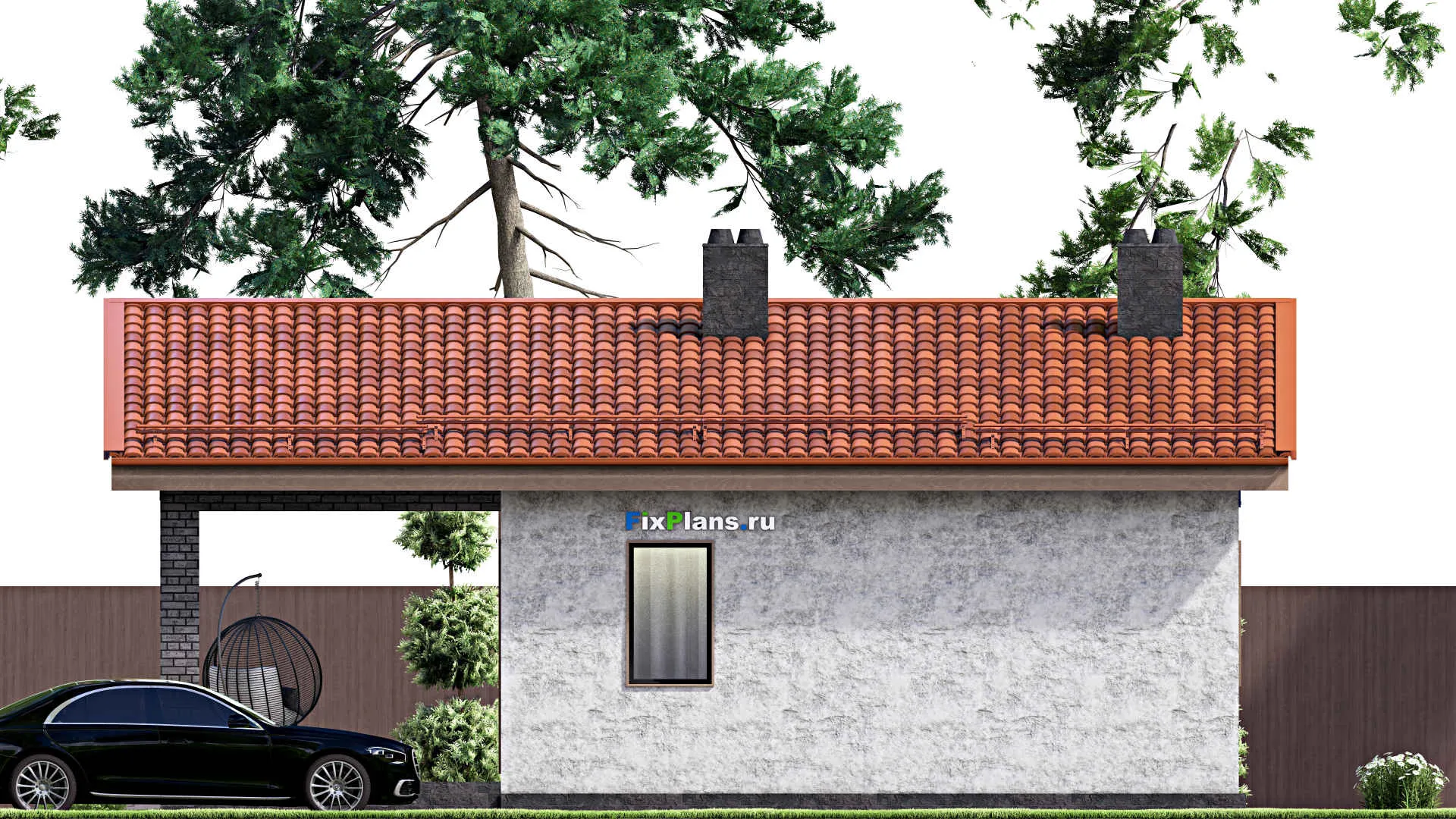 F-15155 - Проект бани 11 на 12, площадью 100 м² с комнатой отдыха, терассой и санузлом