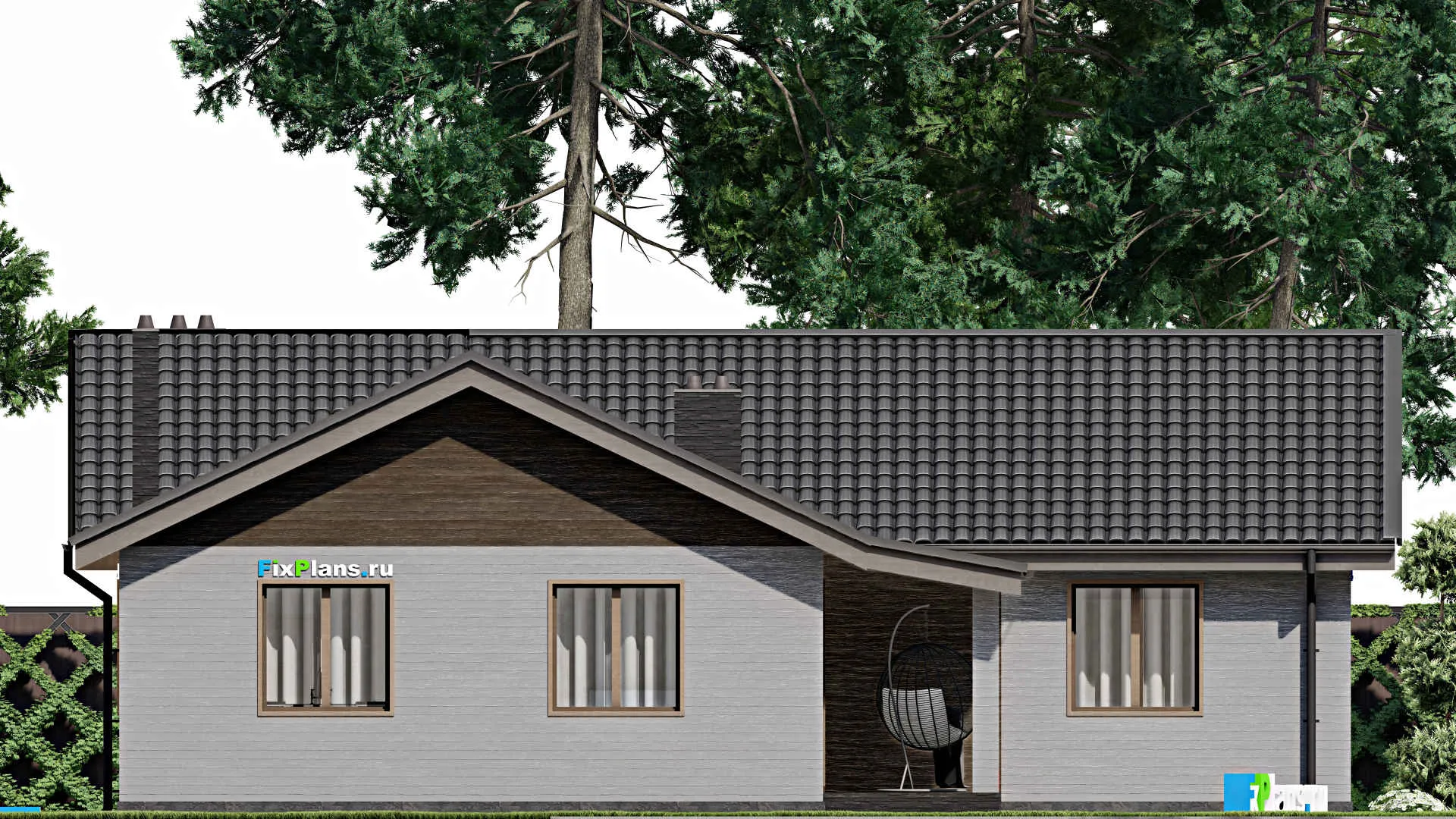 F-5066 - Проект одноэтажного дома 14 на 17, площадью 180 м² с баней и 3 спальнями