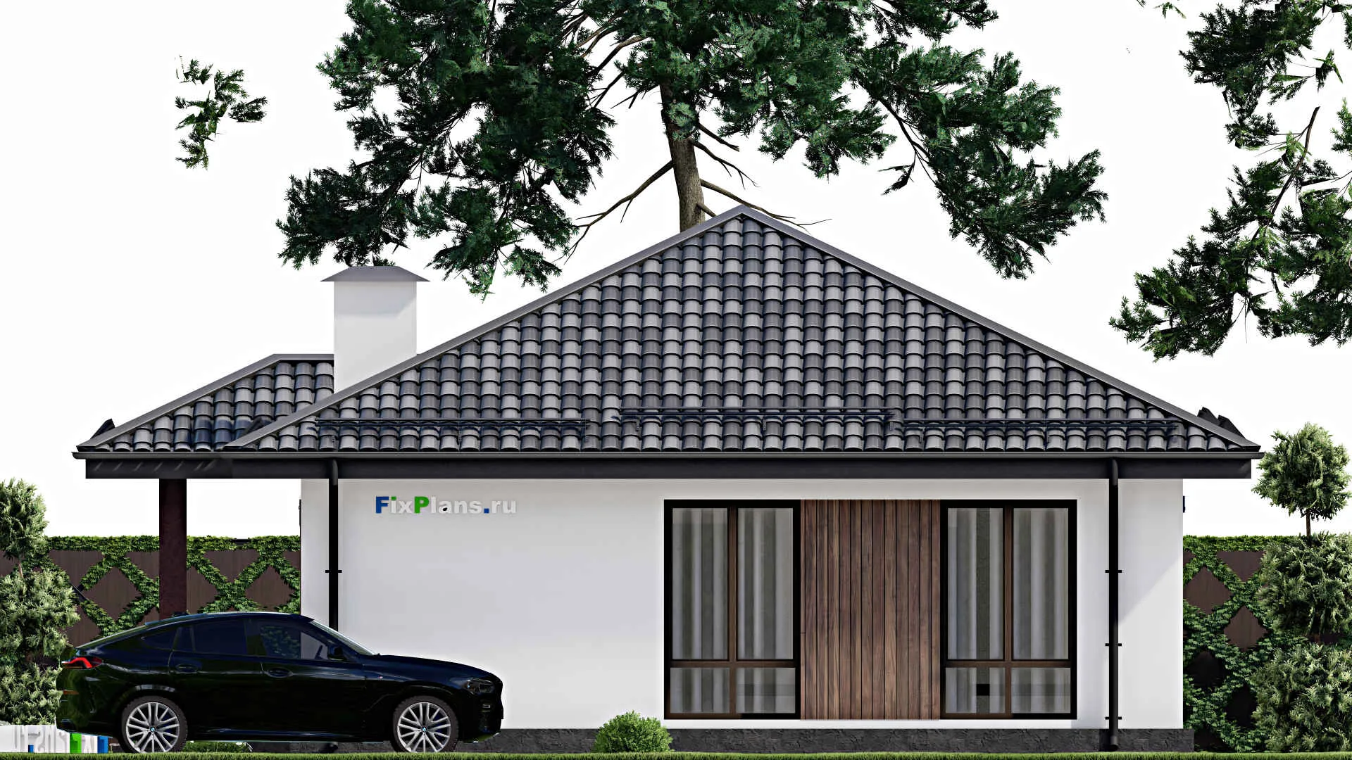 F-11519 - Проект одноэтажного дома 11 на 12, площадью 90 м² с 3 спальнями