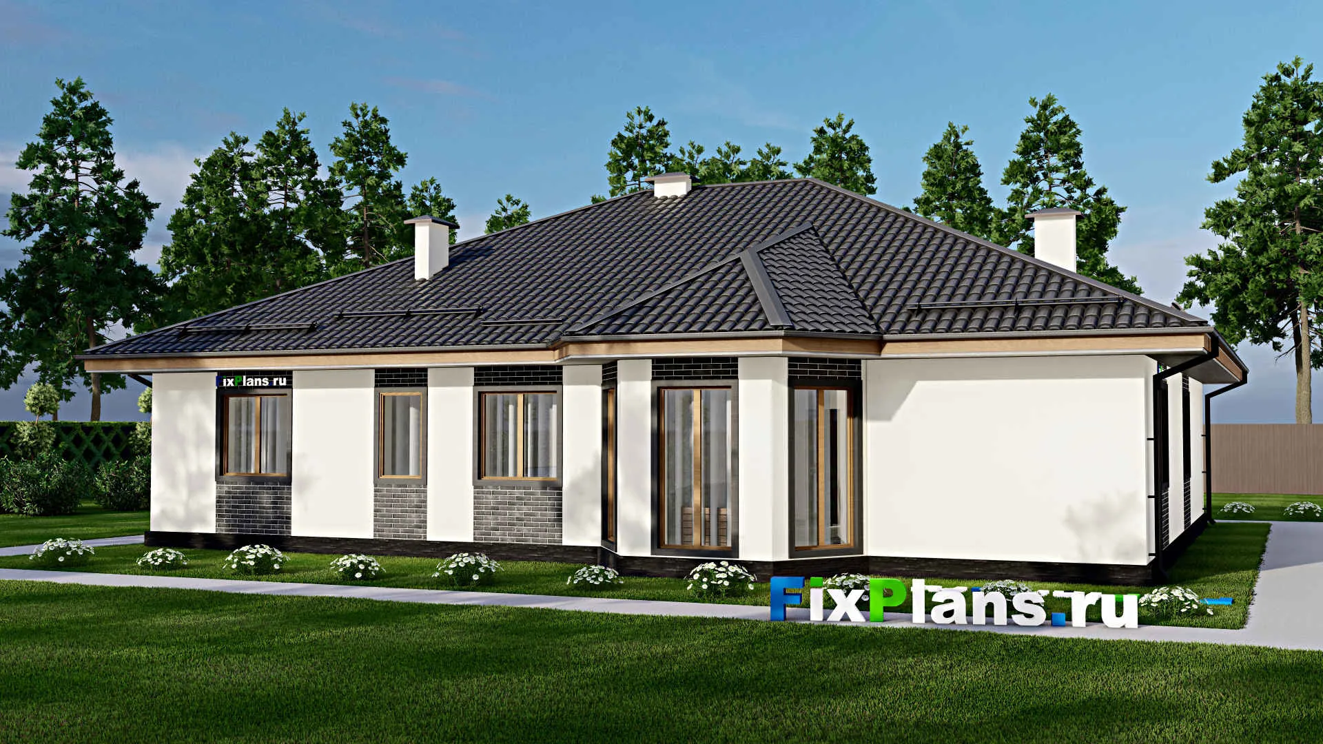 F-4094 - Проект одноэтажного дома 16 на 18, площадью 200 м² с 4 спальнями