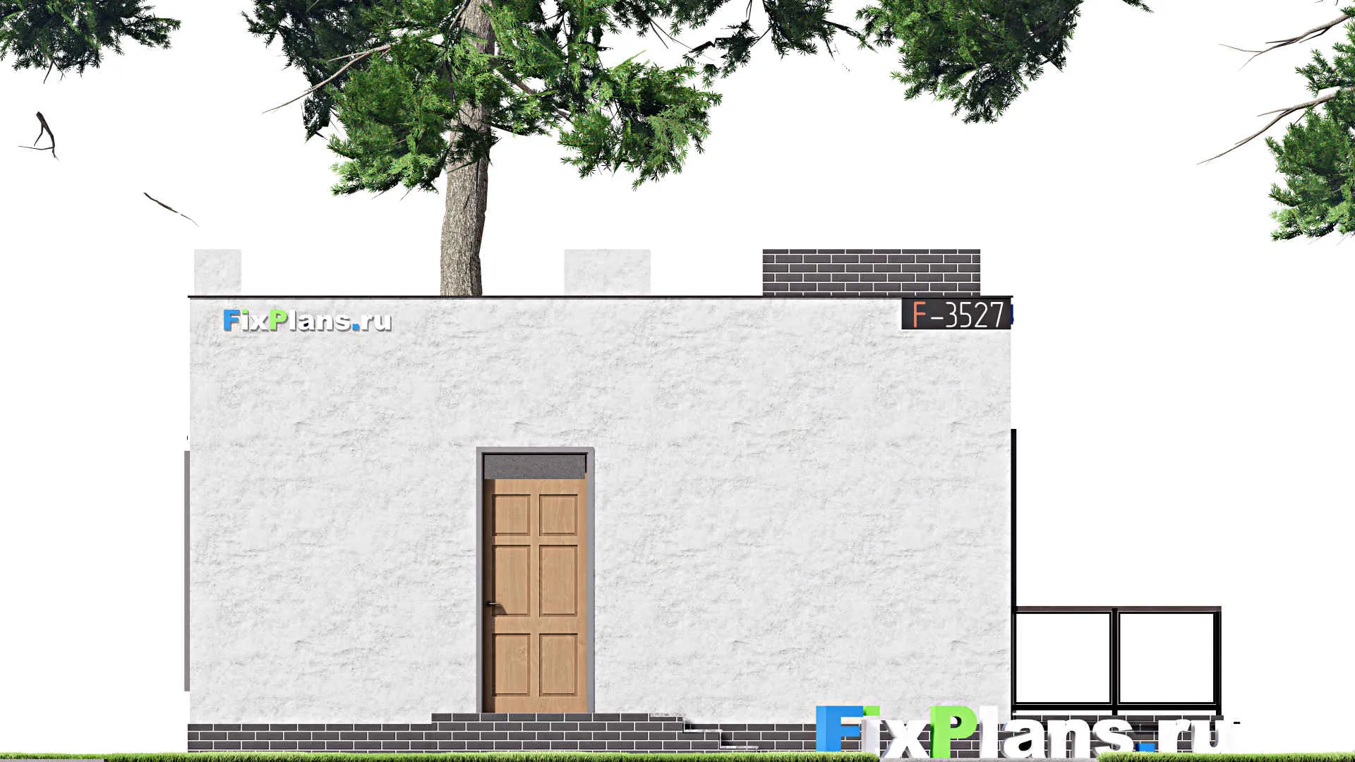 F-3527 - Проект одноэтажного дома 10 на 14, площадью 210 м² с террасой, цокольным этажом, баней и 2 спальнями
