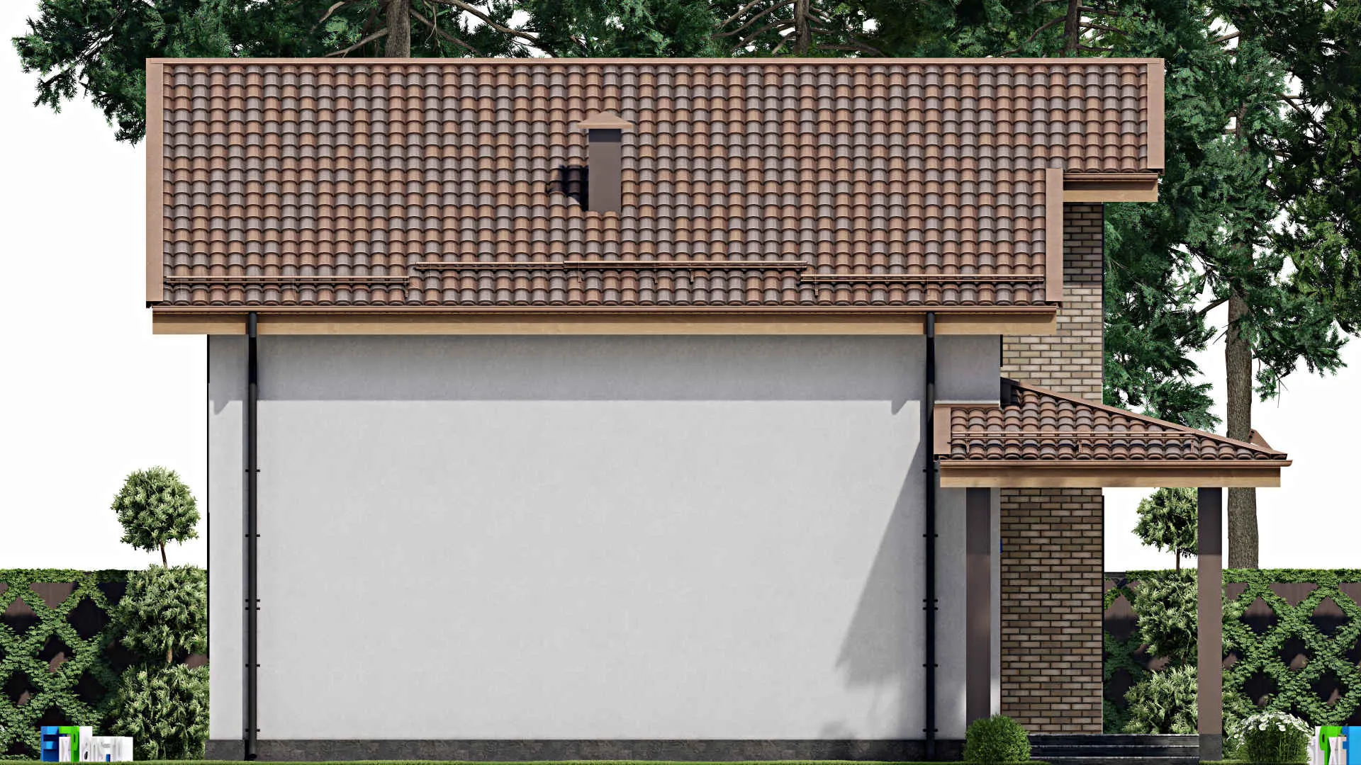 F-9107 - Проект дома с мансардой 13 на 15, площадью 190 м² с террасой и 4 спальнями