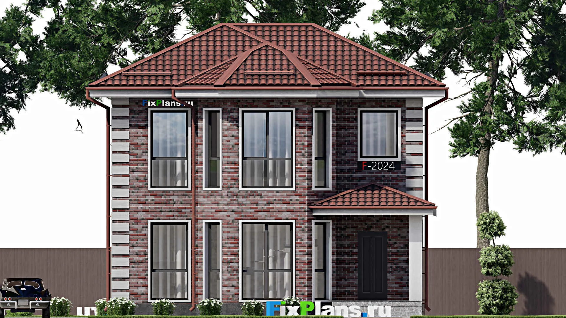 F-2024 - Планы двухэтажного дома 10 на 12, площадью 120 м² с 3 спальнями