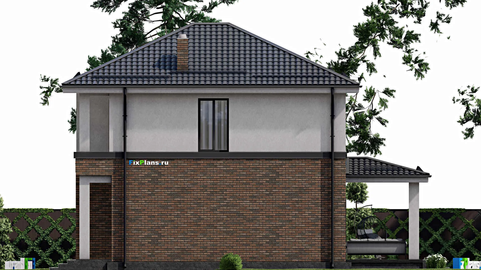 F-2546 - Проект двухэтажного дома 10 на 11, площадью 160 м² с террасой, балконом и 3 спальнями