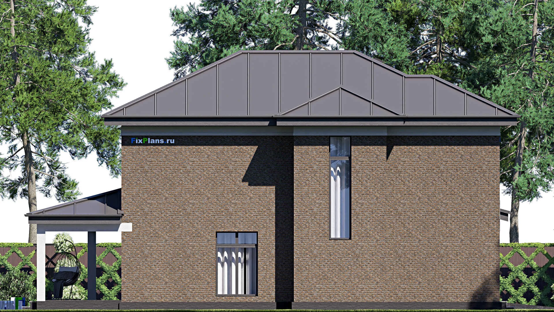 F-17963 - Проект двухэтажного дома 17 на 18, площадью 250 м² с террасой, гаражом на 2 машины и 4 спальнями