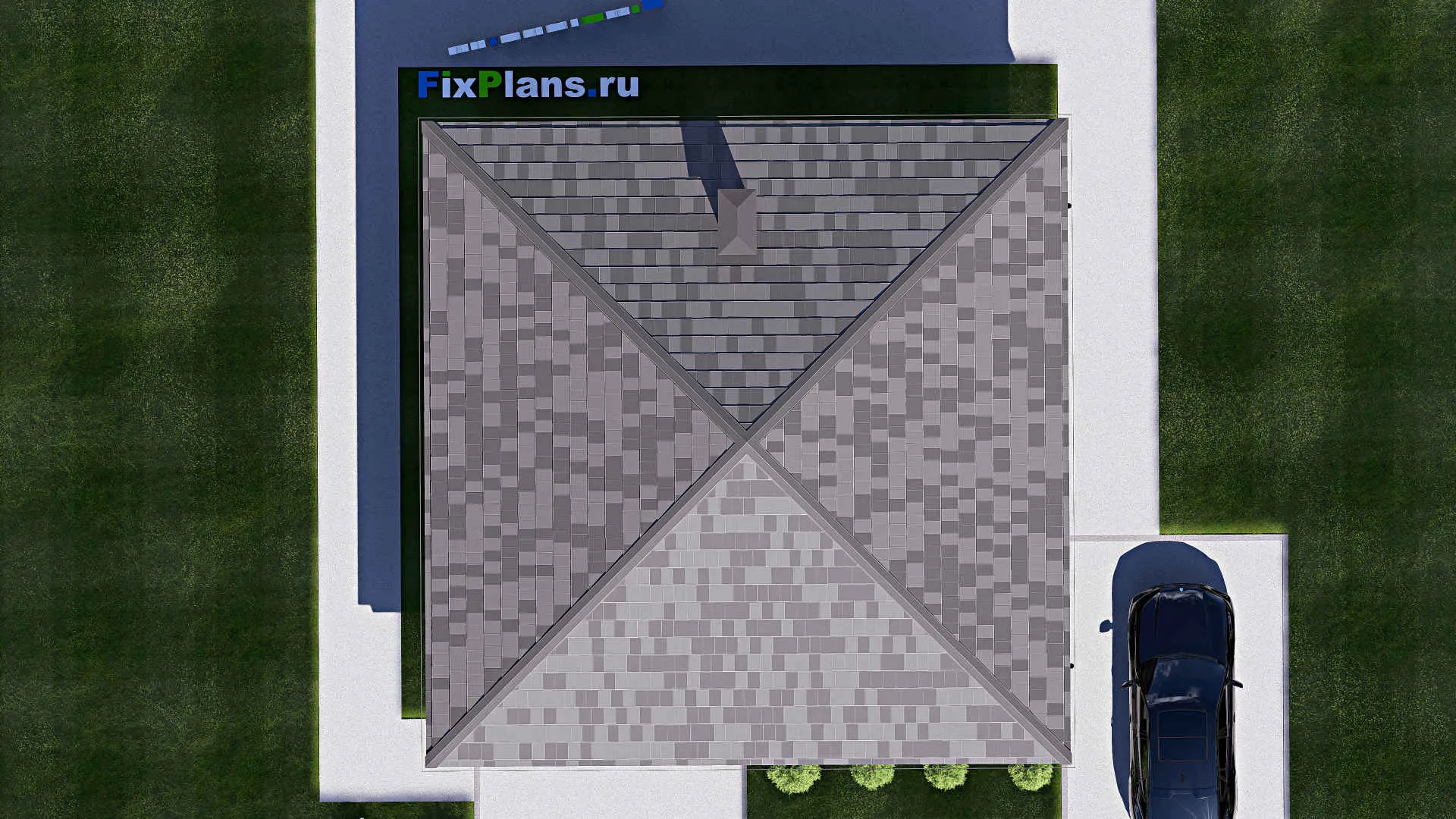 F-18062 - План одноэтажного дома 11 на 11, площадью 90 м² с 3 спальнями