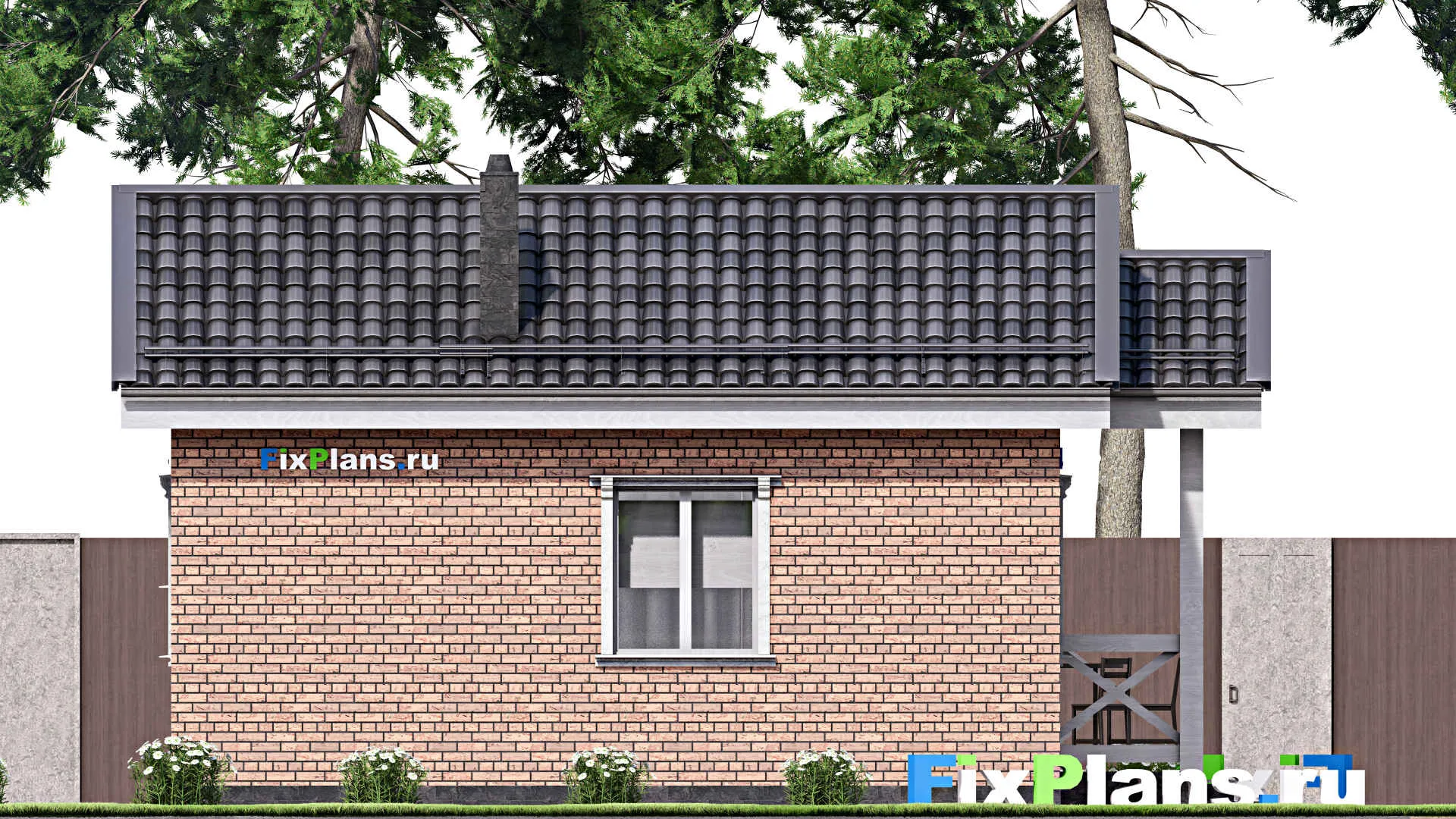 F-14939 - Проект бани 7 на 9, площадью 40 м² с терассой и санузлом