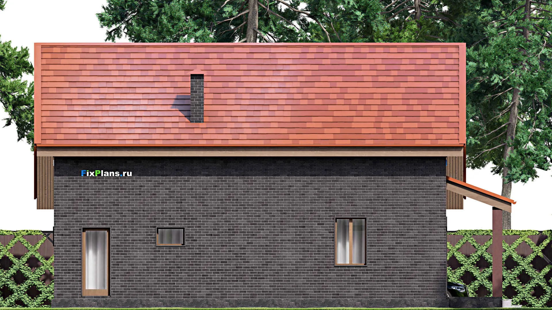 F-14471 - Проект одноэтажного дома 13 на 14, площадью 200 м² с террасой и 5 спальнями