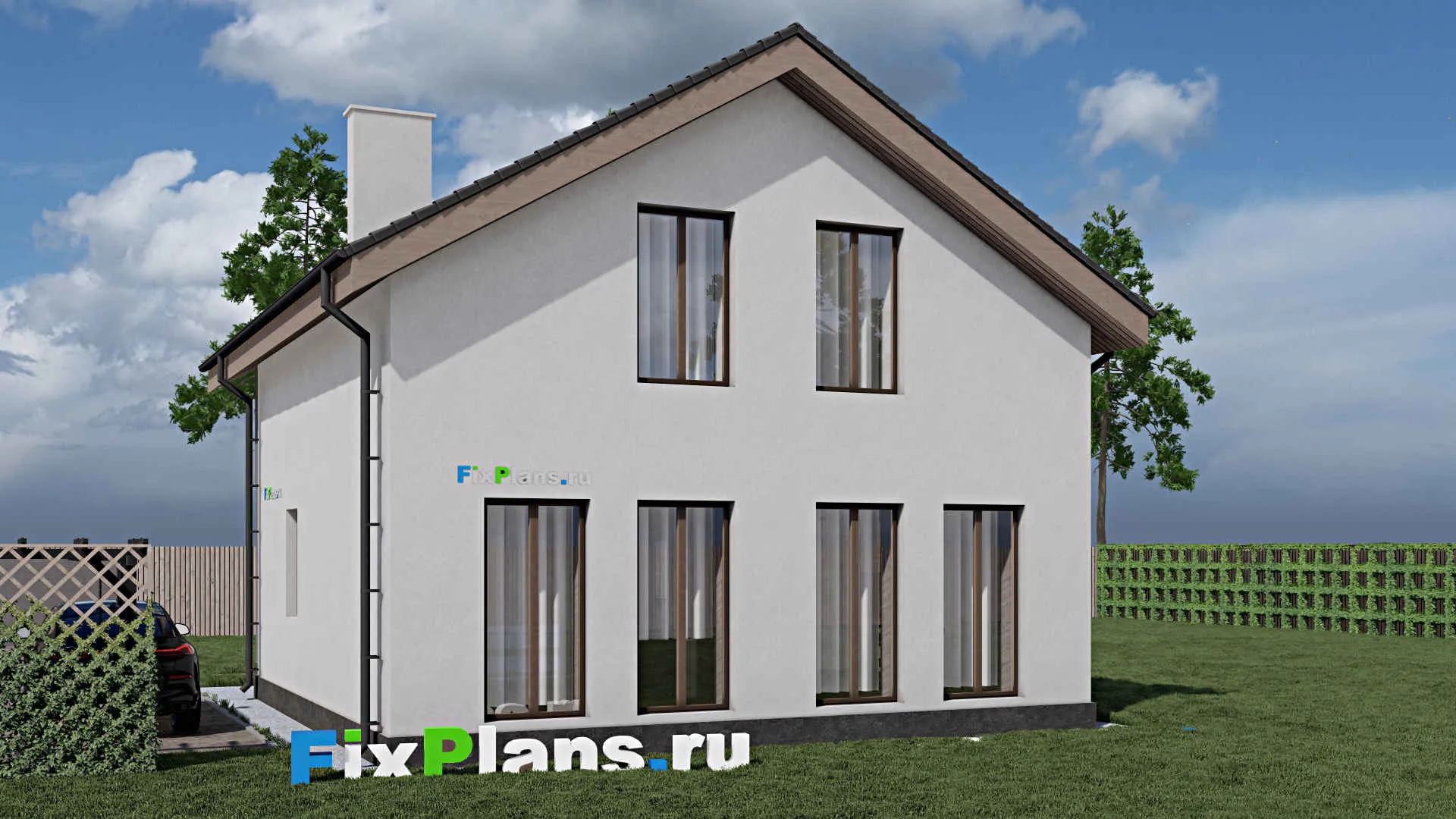 F-1340 - Проект дома с мансардой 9 на 10, площадью 140 м² с балконом и 3 спальнями