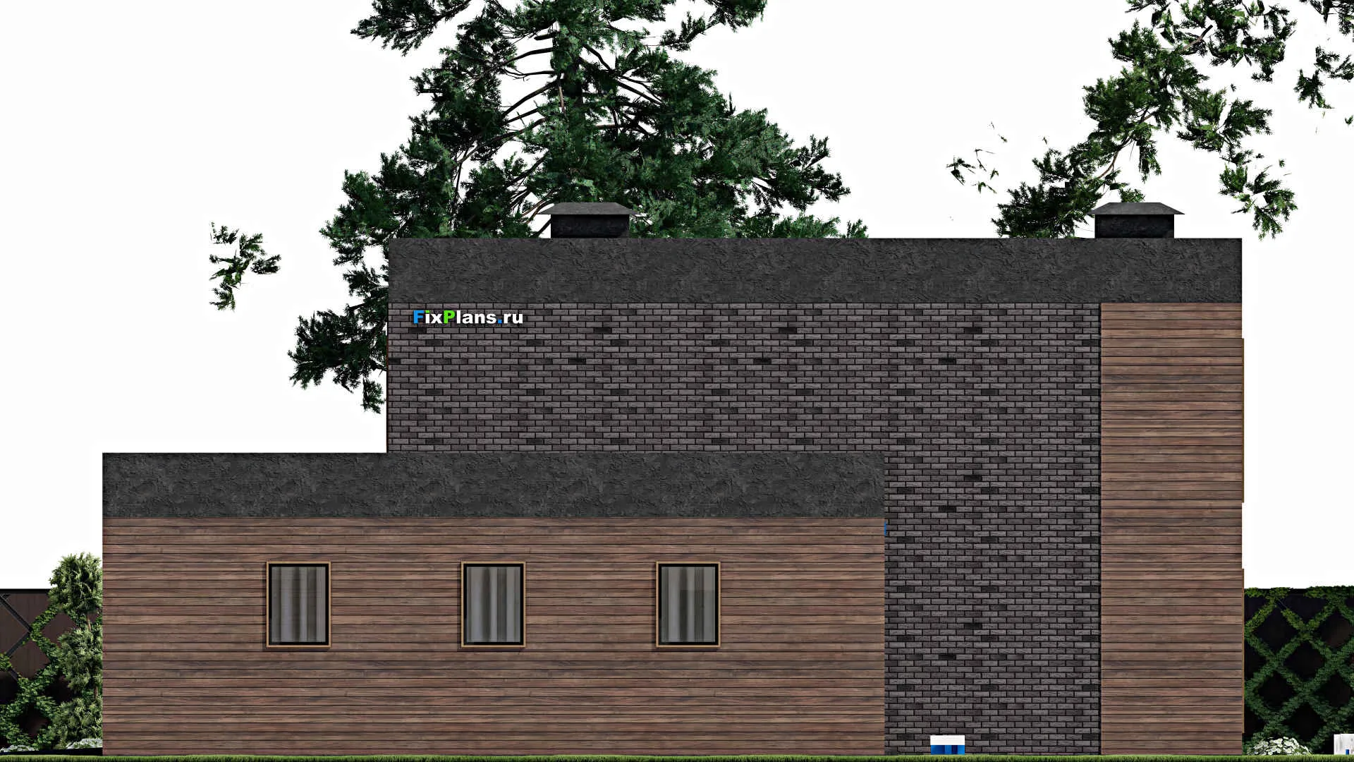 F-8108 - Планы двухэтажного дома 15 на 16, площадью 190 м² с гаражом на 2 машины и 4 спальнями