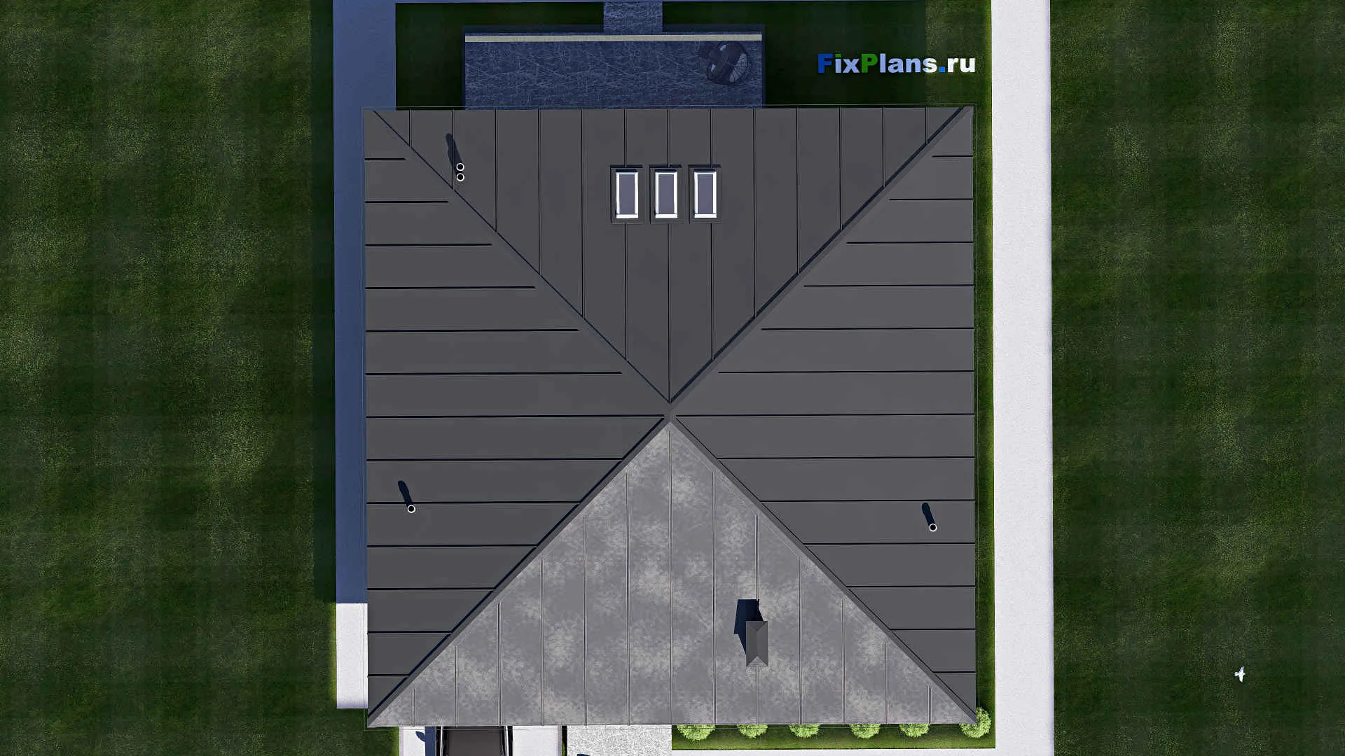 F-20708 - План одноэтажного дома 14 на 19, площадью 180 м² с террасой и 1 спальнями