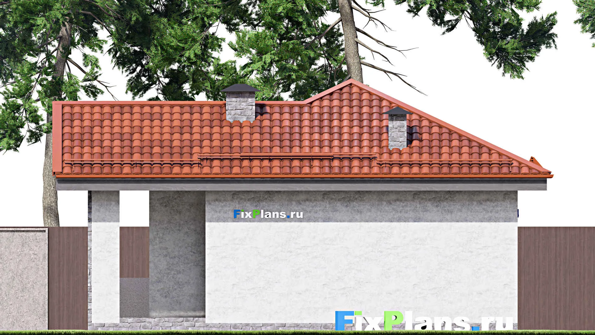 F-14894 - Проект бани 9 на 10, площадью 60 м² с комнатой отдыха, терассой и санузлом