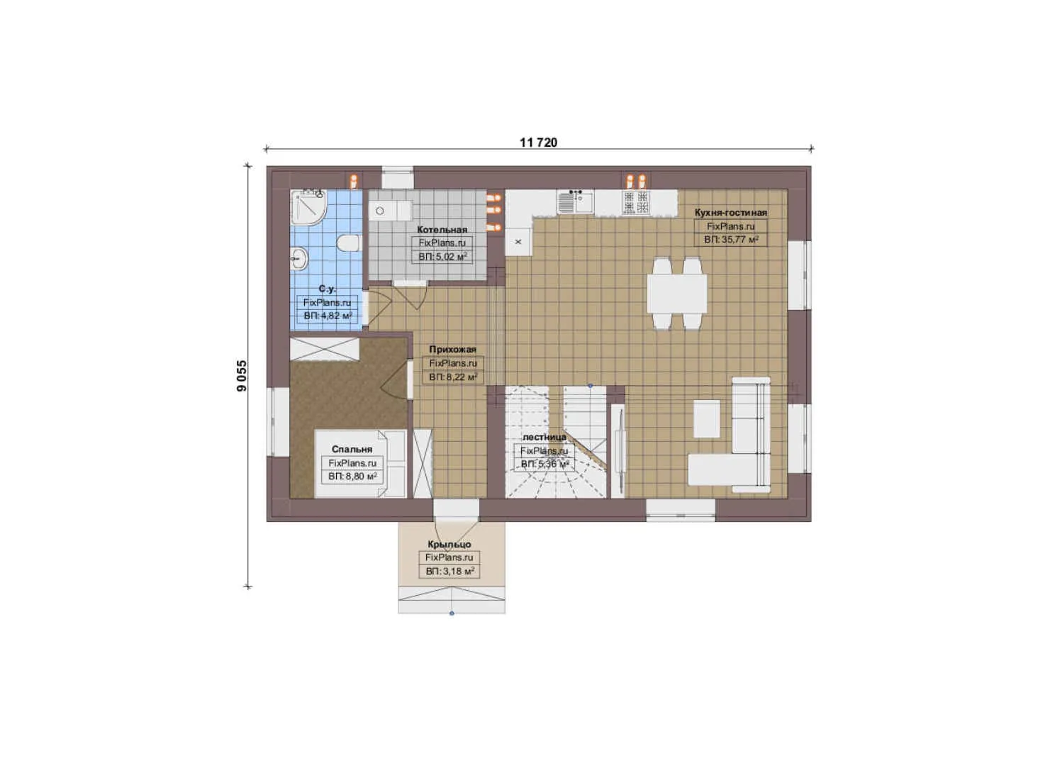 F-19961 - Планы дома с мансардой 10 на 12, площадью 140 м² с 4 спальнями