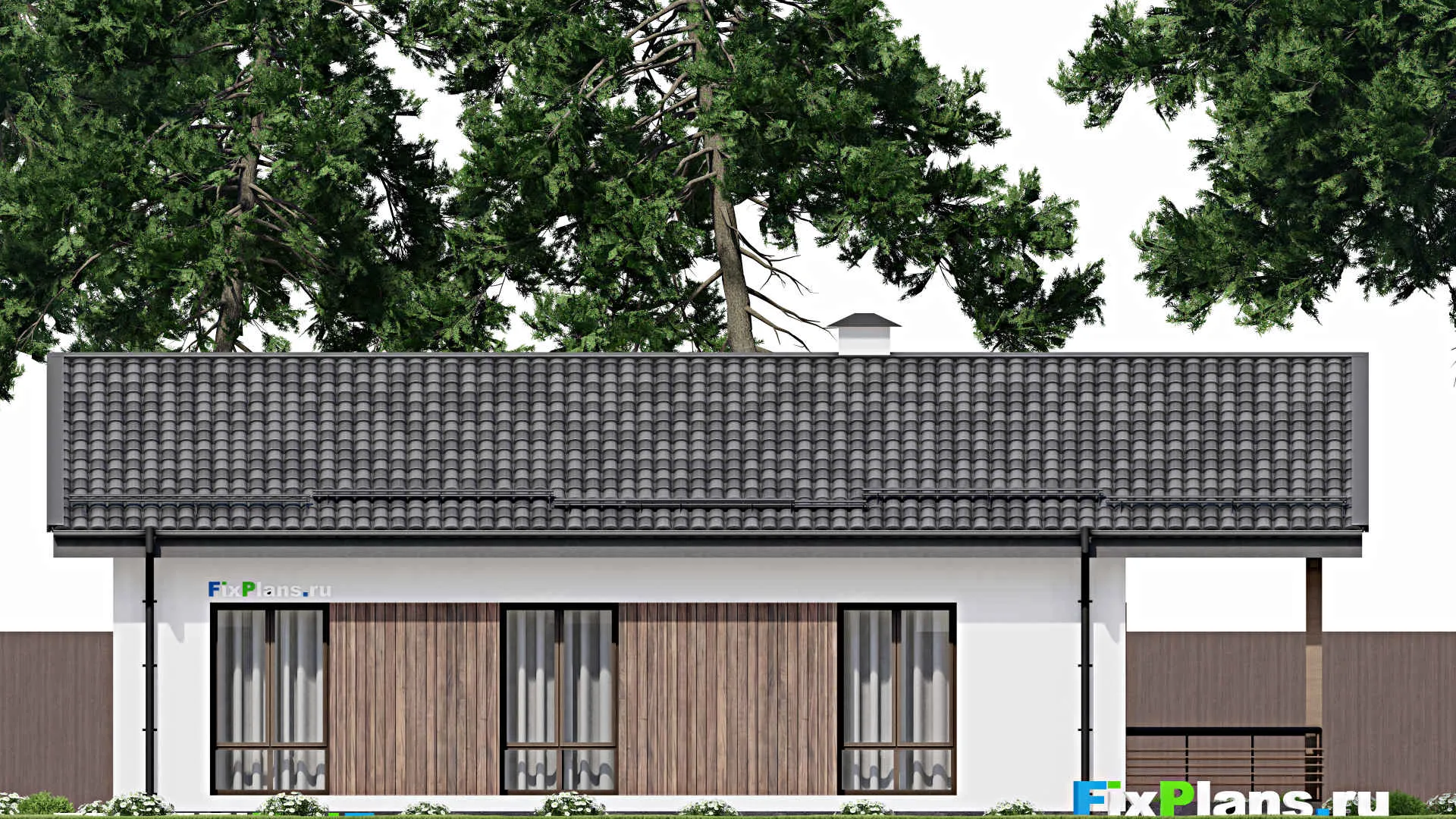 F-9620 - Проект одноэтажного дома 11 на 16, площадью 130 м² с террасой и 3 спальнями