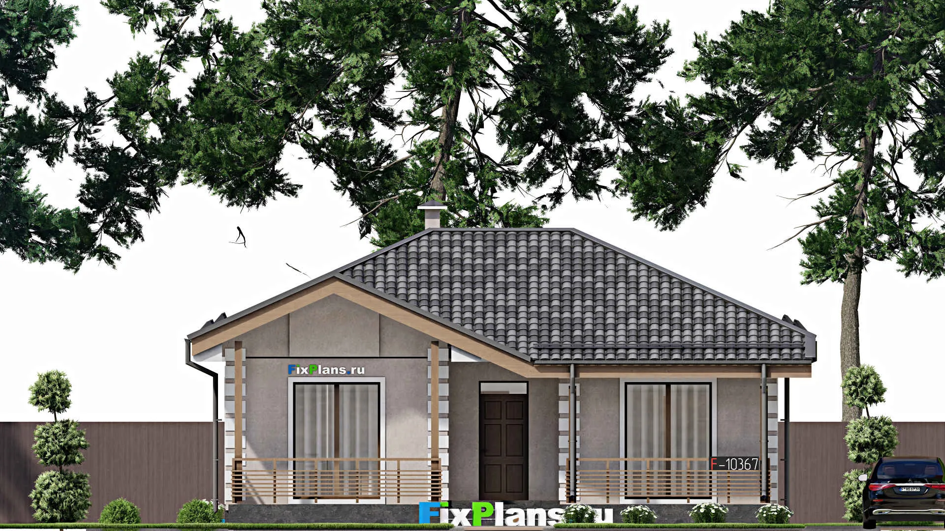 F-10367 - План одноэтажного дома 12 на 13, площадью 110 м² с 2 спальнями